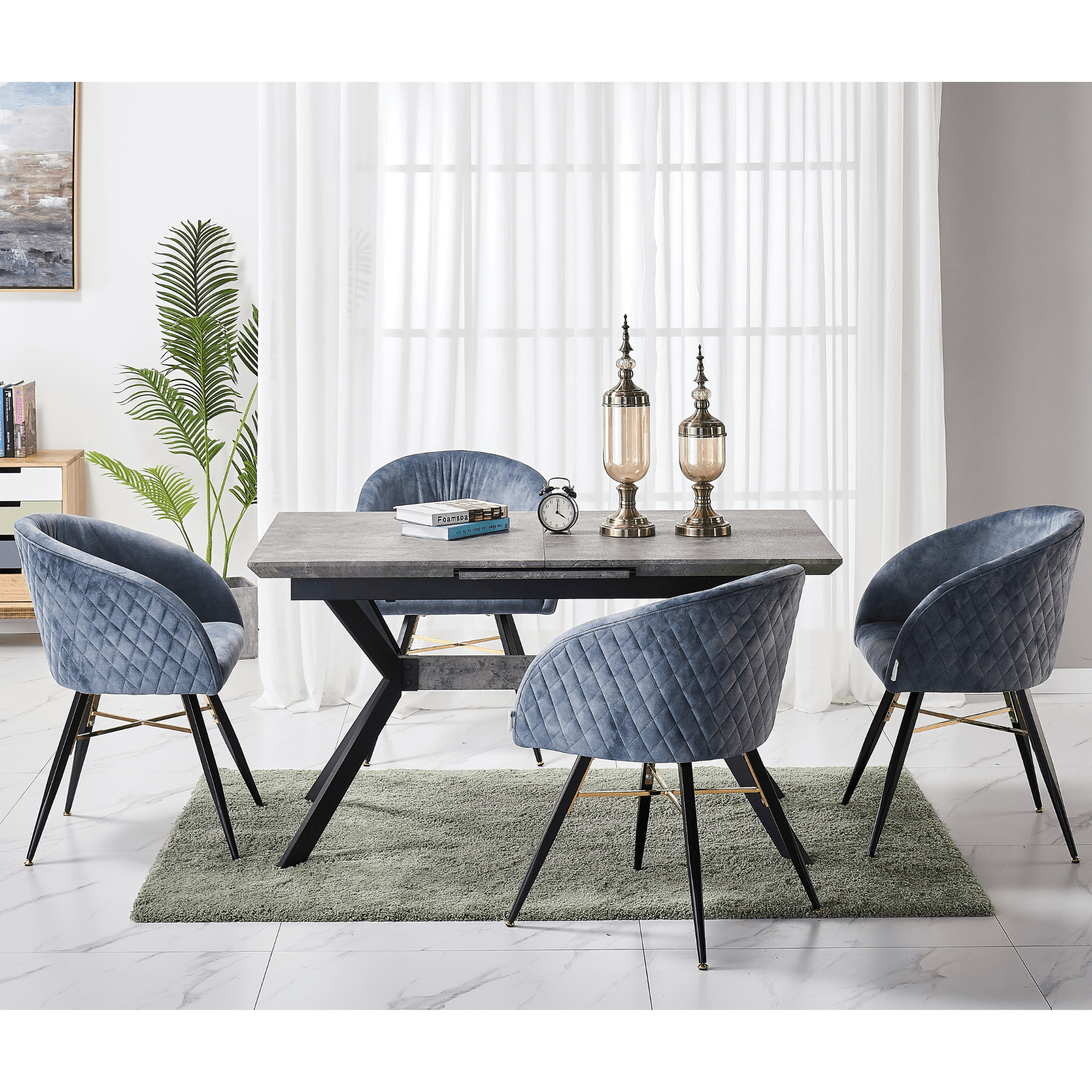 Vittorio LUX Velvet Dining Chair with Metal Legs - Perfect for Dining Room Living Room