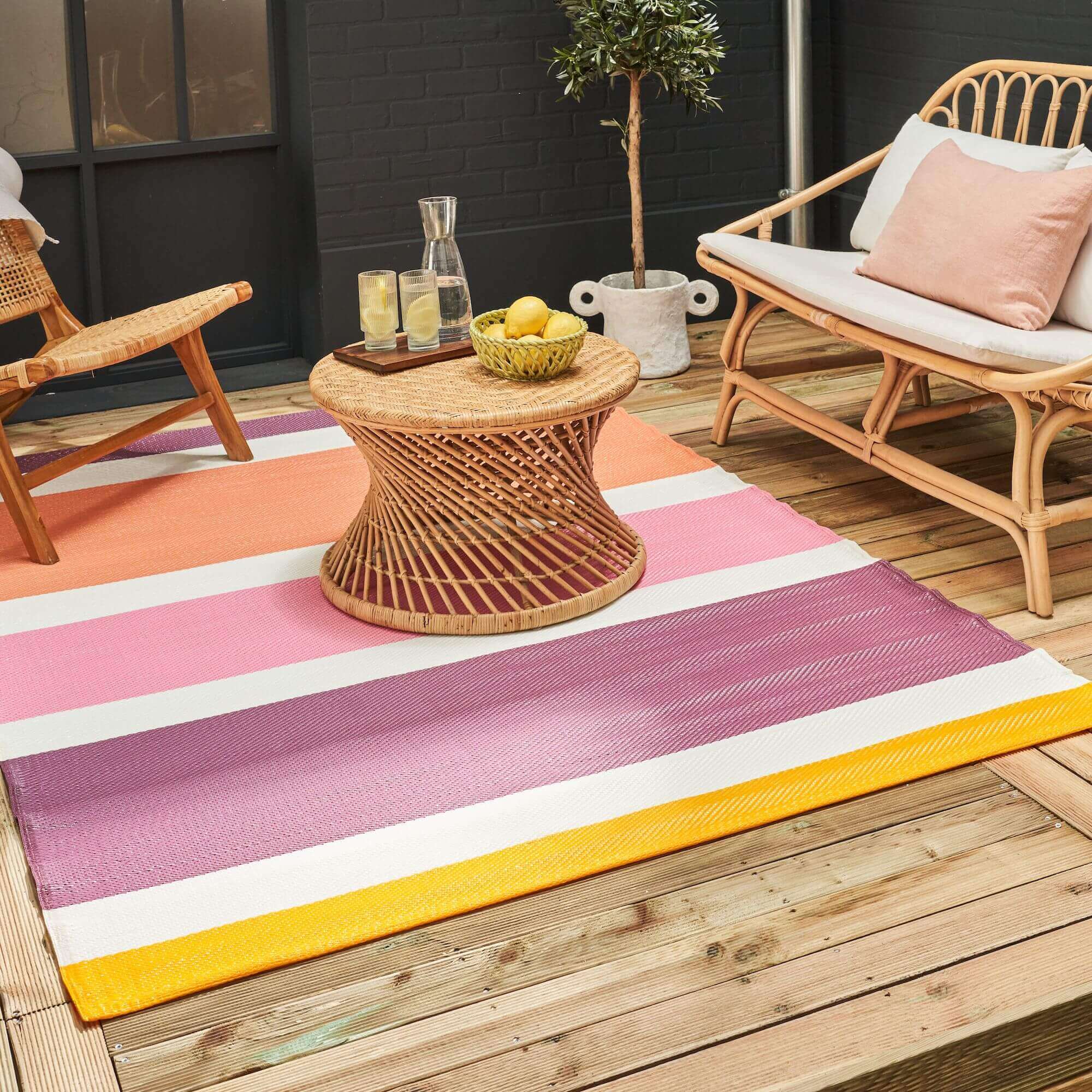 Rainbow Outdoor Rug Pink | 1030