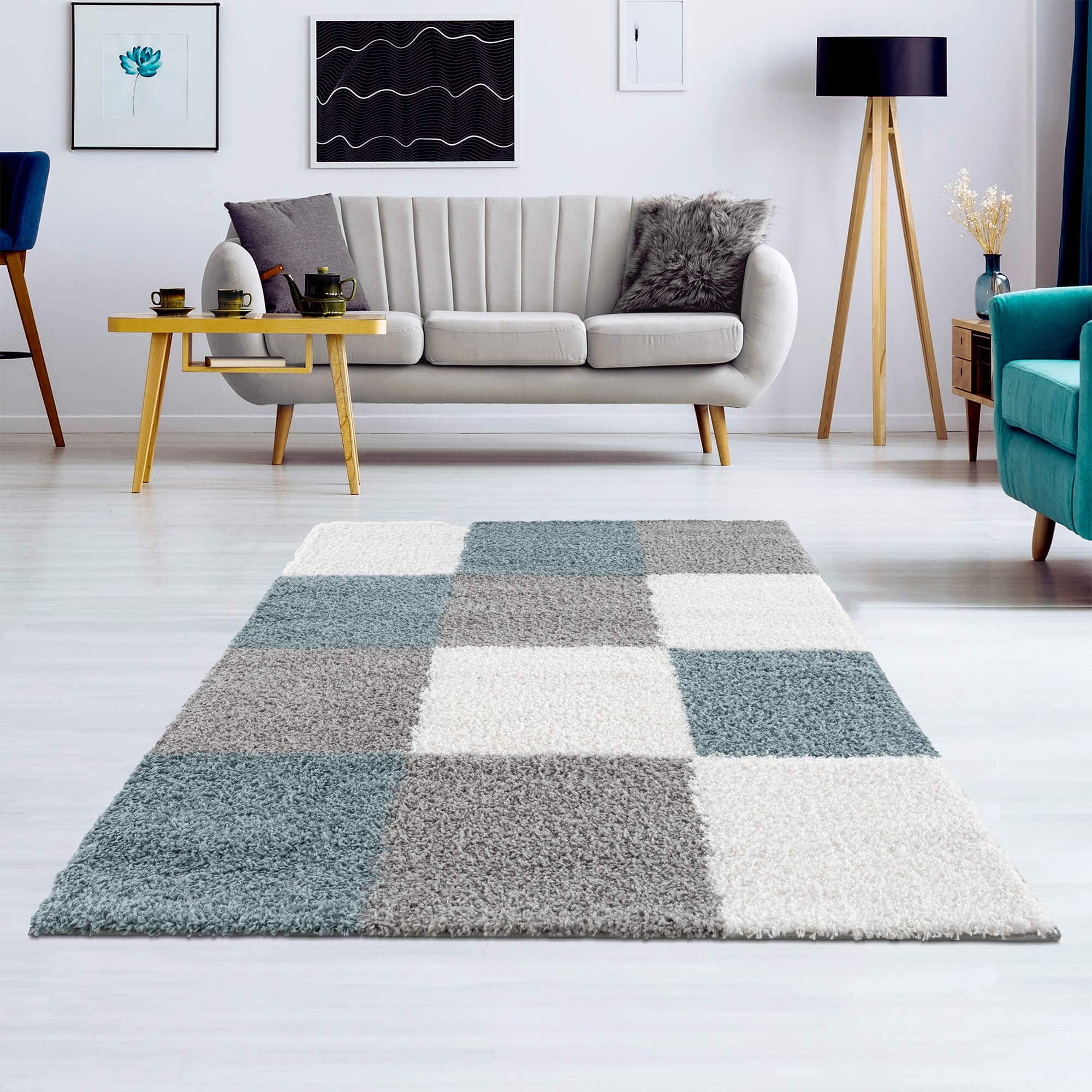 Shaggy Collection Turquoise Shaggy Rugs | 381T