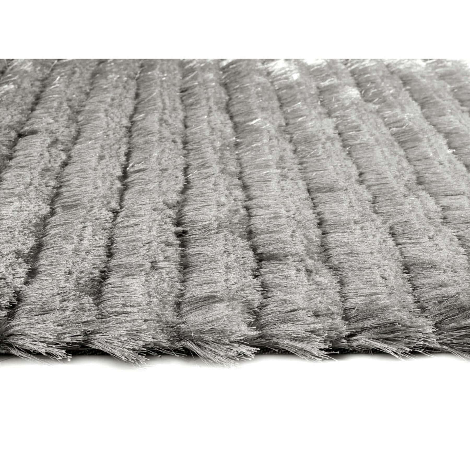 Carved Glamour Silver Grey Shaggy Rug
