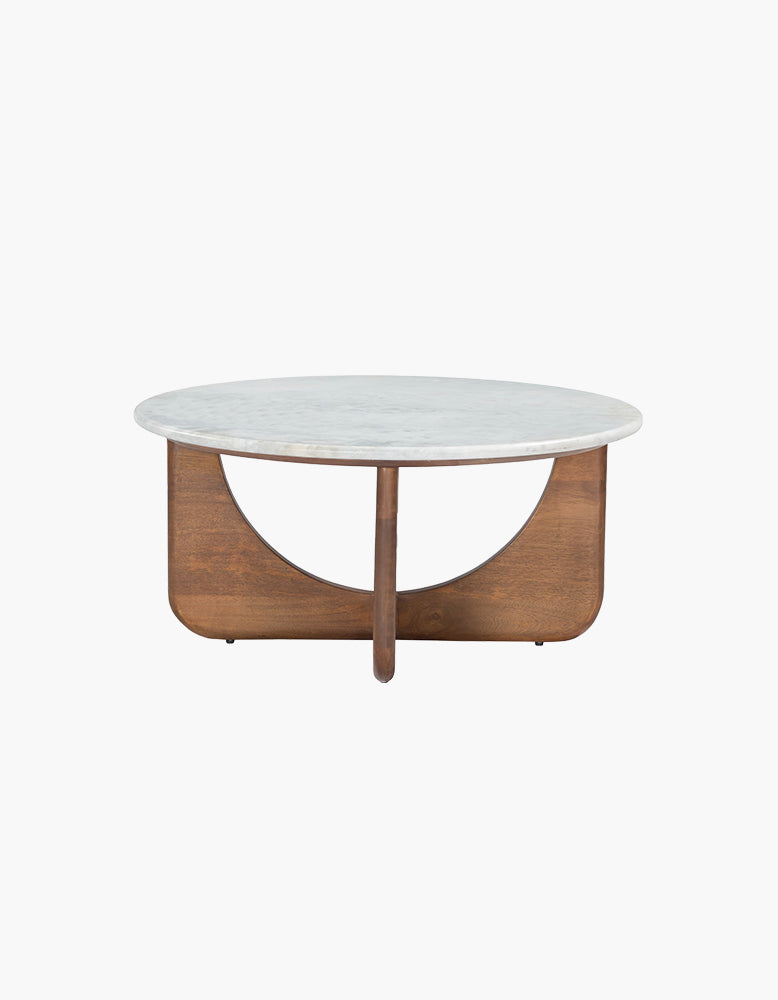 Ranjit Round Nesting Coffee Table Set, Marble & Wood