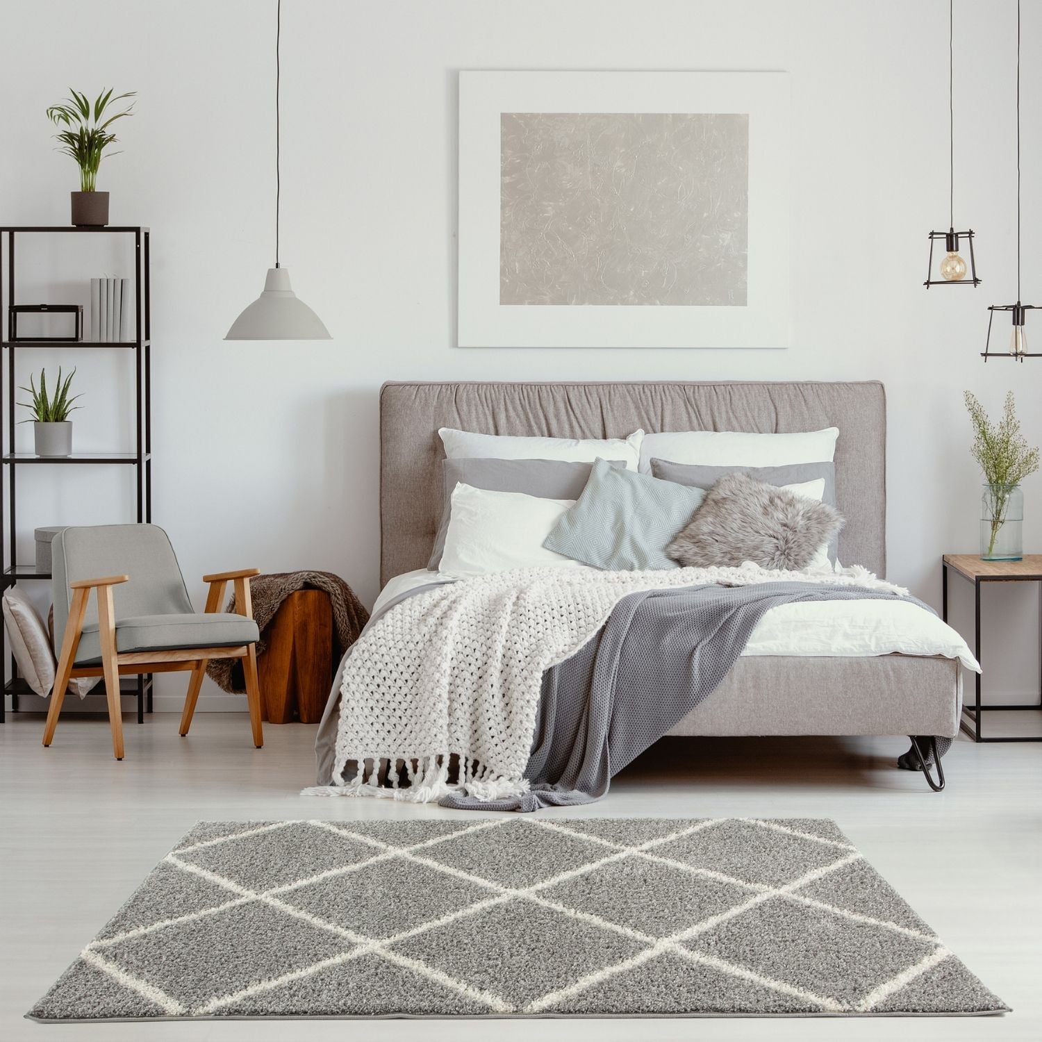 Moroccan Grey Shaggy Rug | 510