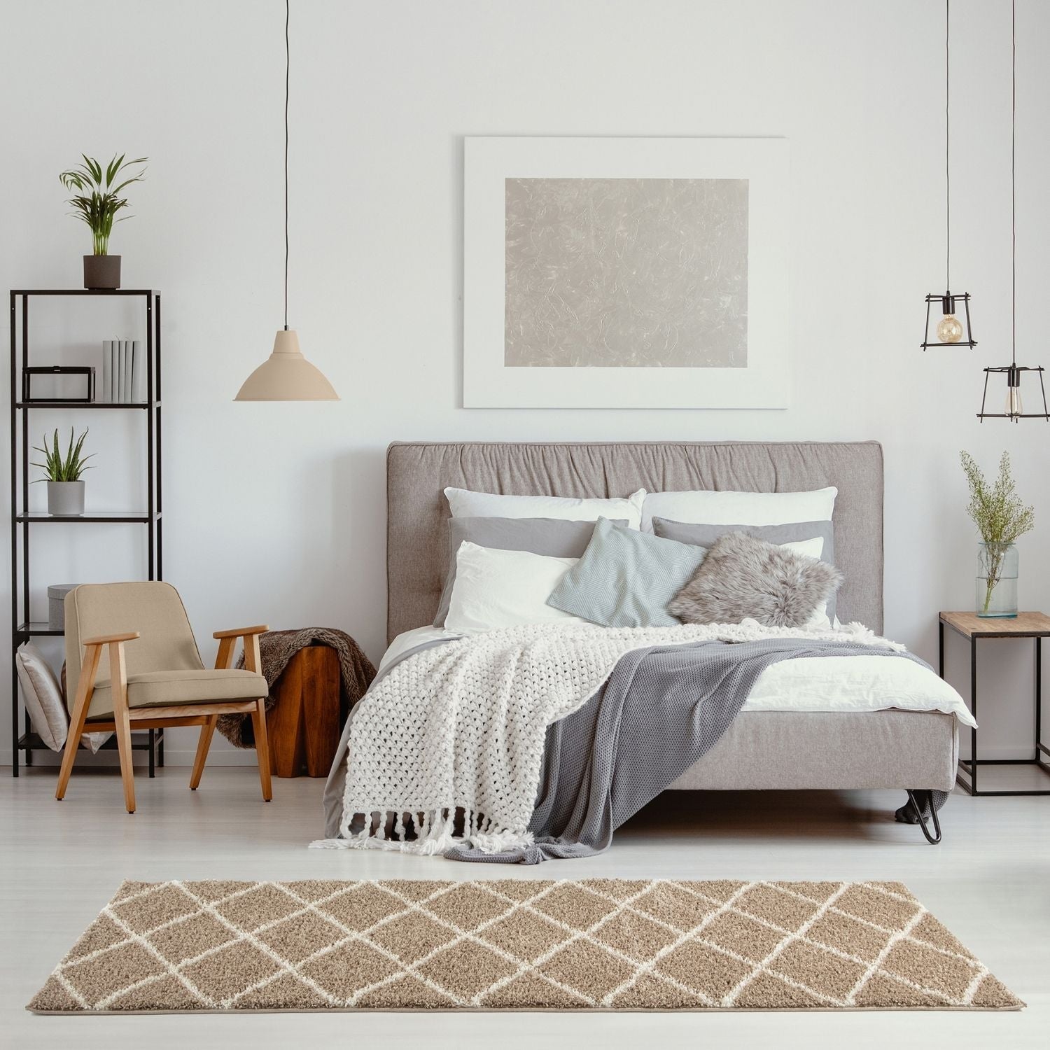 Moroccan Beige Shaggy Rug | 520