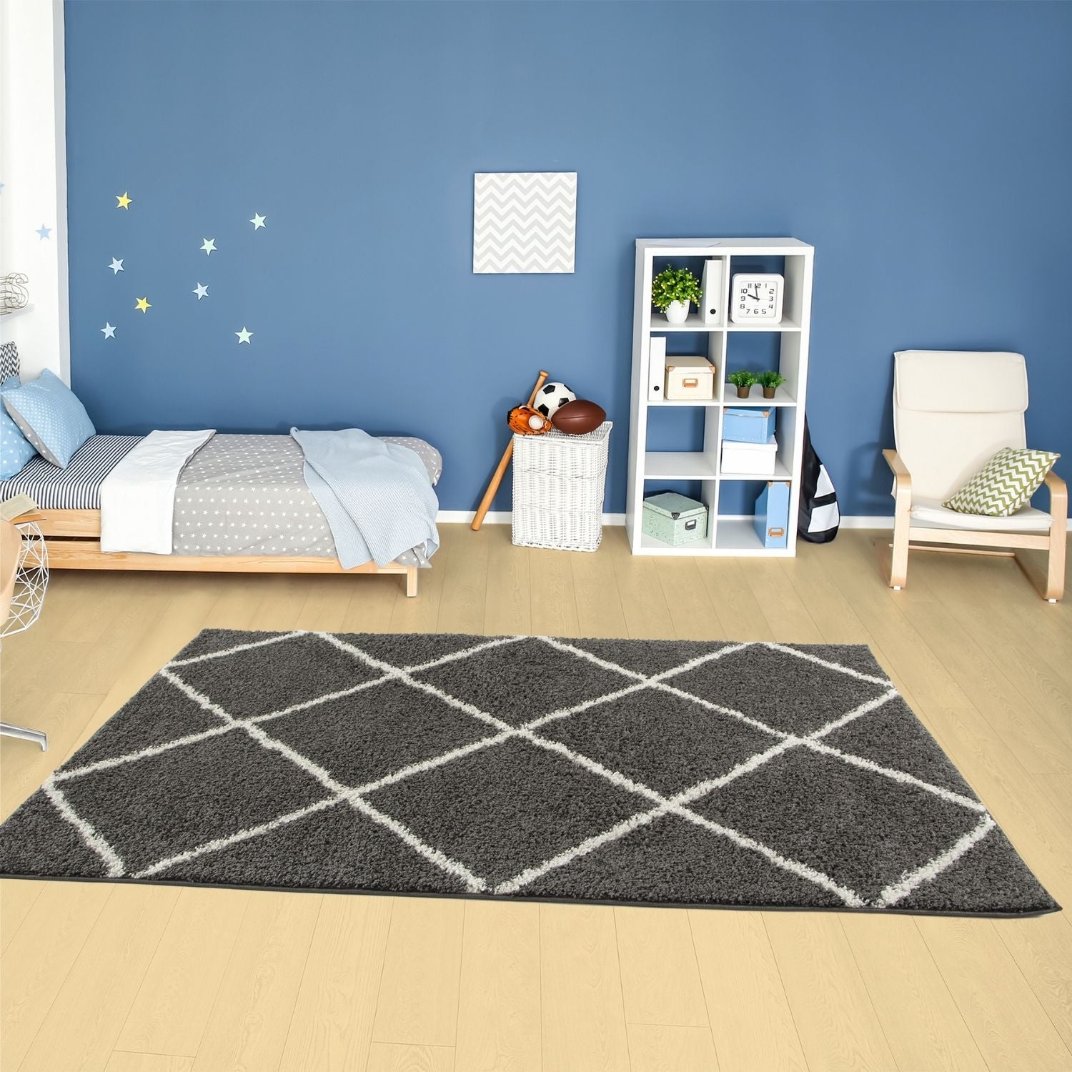 Moroccan Dark Grey Shaggy Rug | 540
