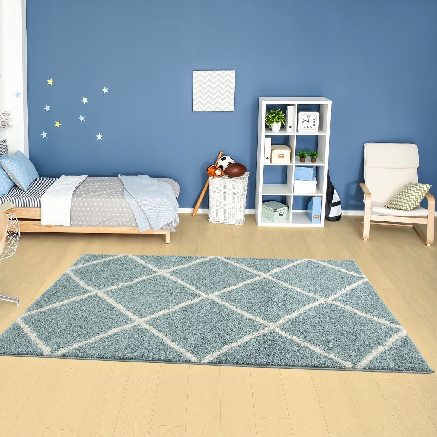 Moroccan Duck Egg Blue Shaggy Rug | 550