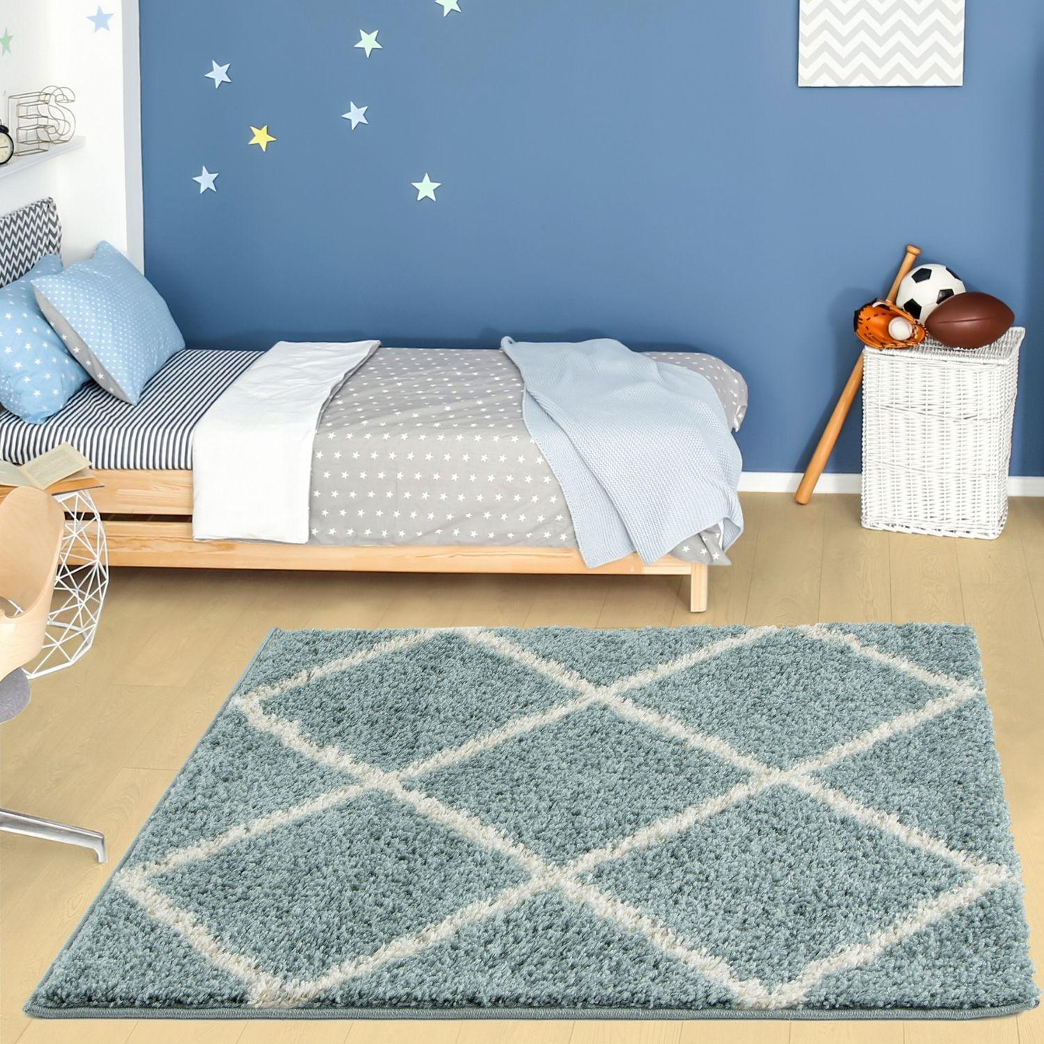 Moroccan Duck Egg Blue Shaggy Rug | 550
