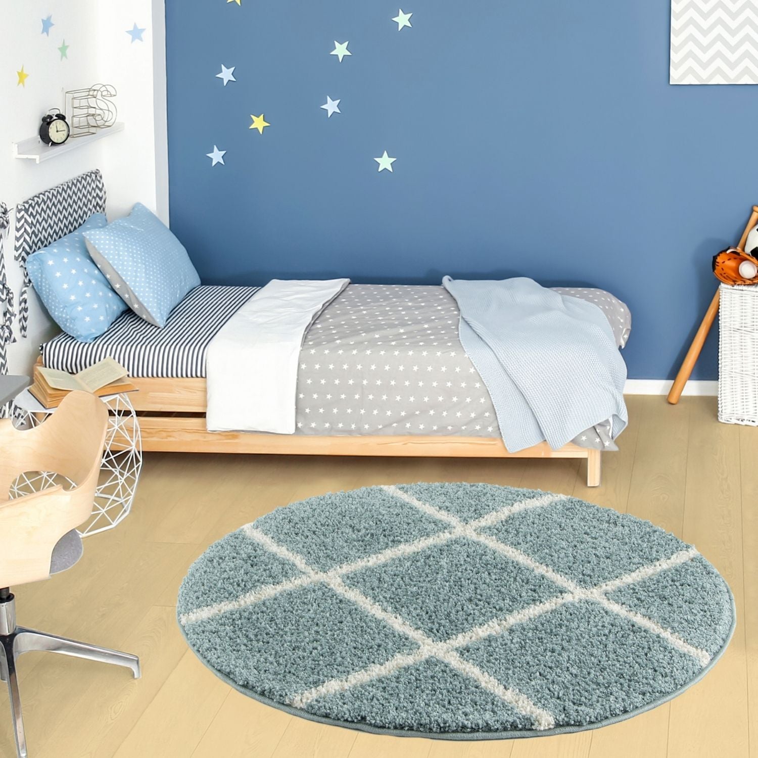 Moroccan Duck Egg Blue Shaggy Rug | 550