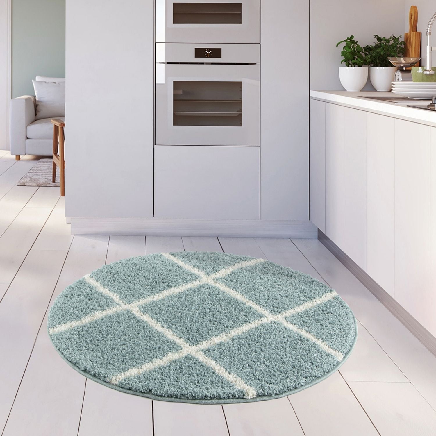 Moroccan Duck Egg Blue Shaggy Rug | 550