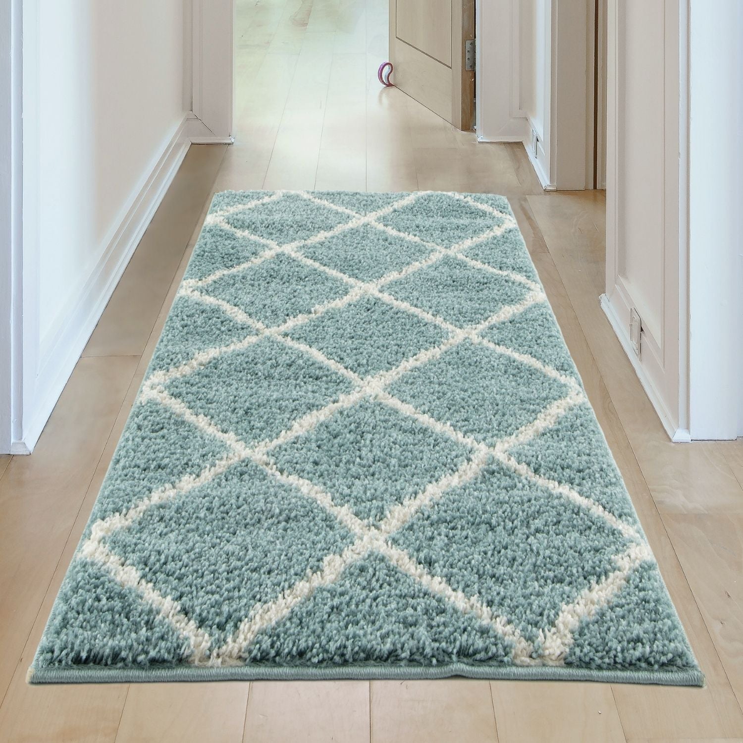 Moroccan Duck Egg Blue Shaggy Rug | 550