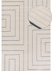 Carmel Cream-Blue Geometric Rug | 6040