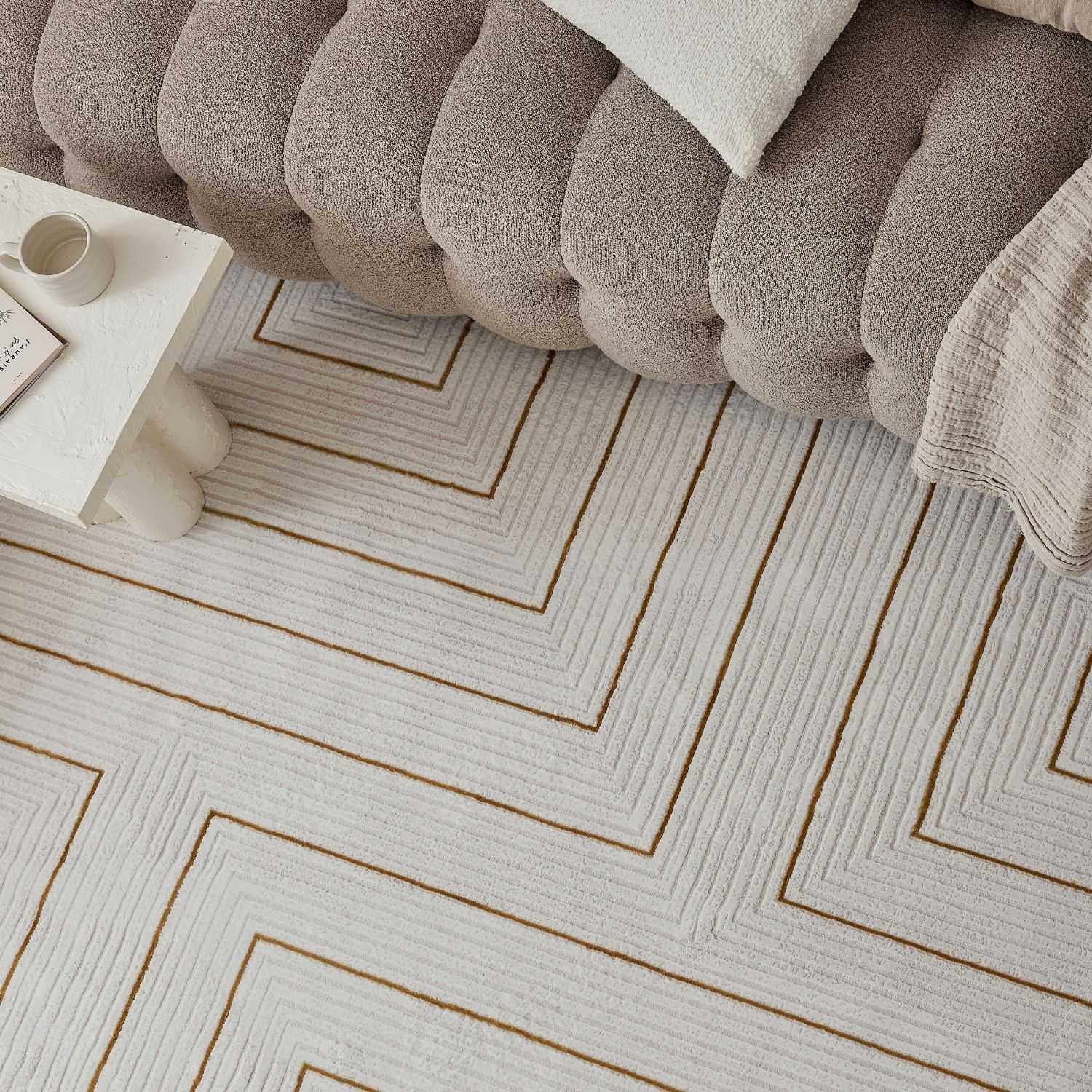 Carmel Cream-Gold Geometric Rug | 6040