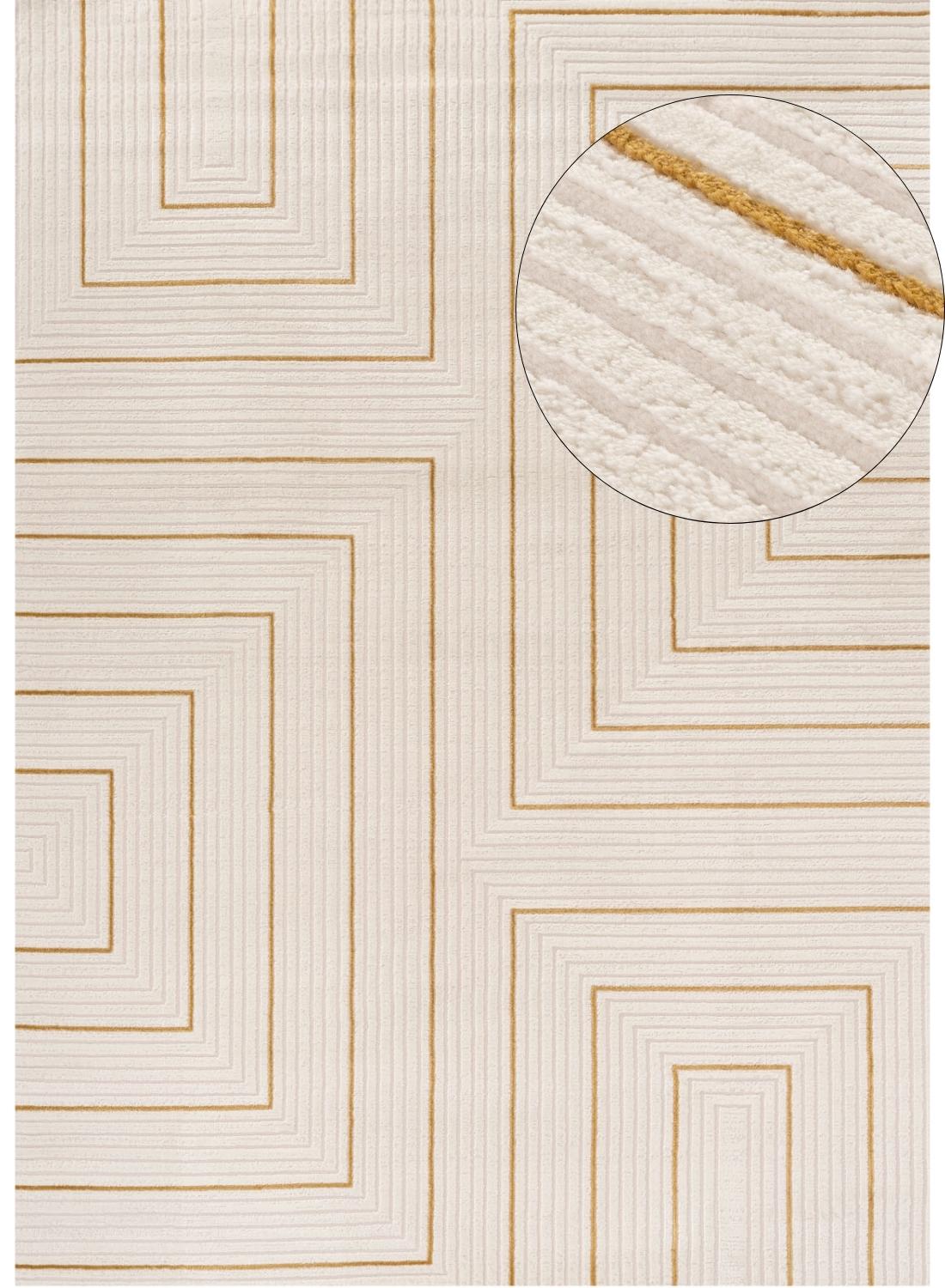 Carmel Cream-Gold Geometric Rug | 6040