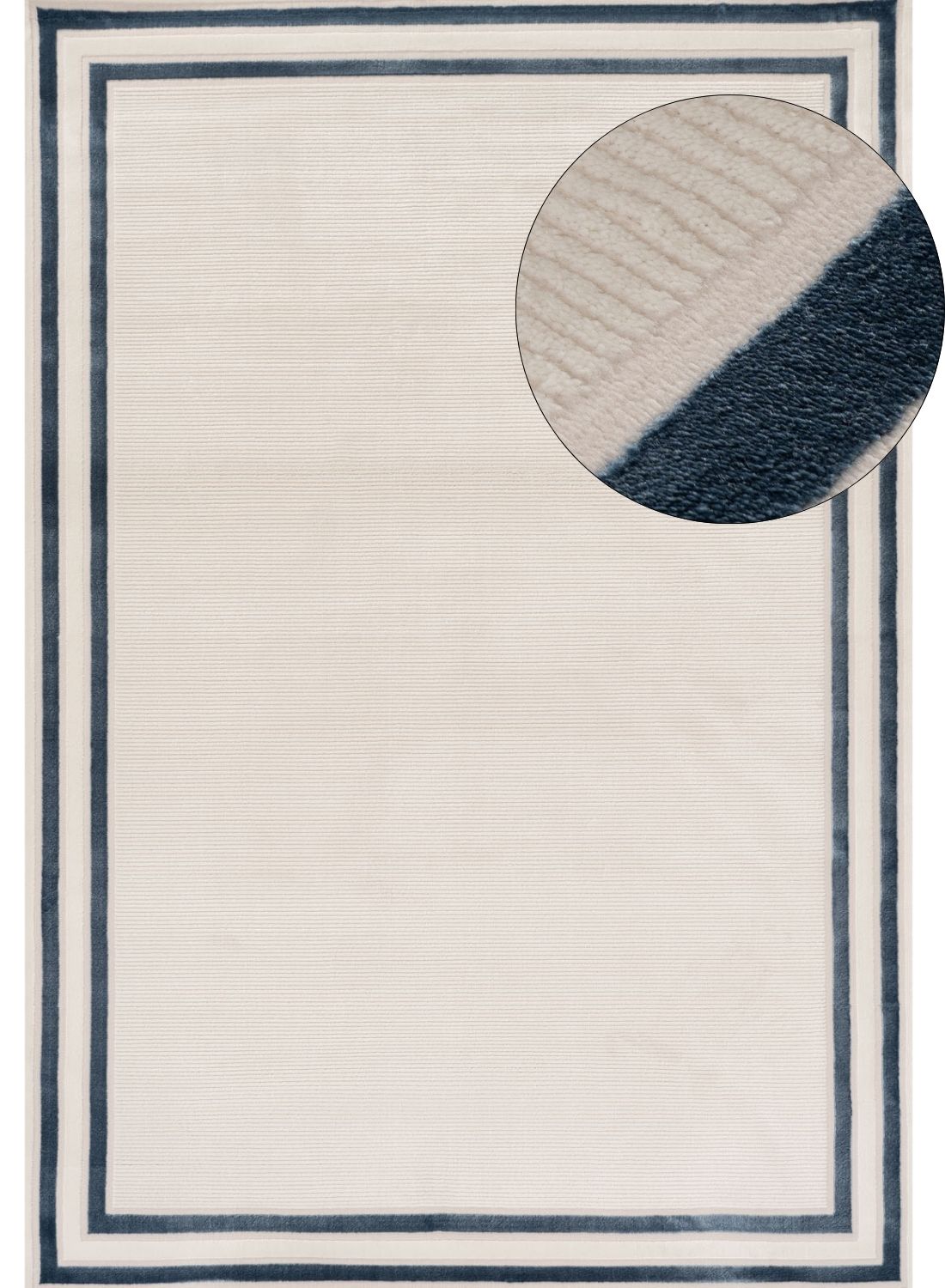 Carmel Cream-Blue Bordered Rug | 6060