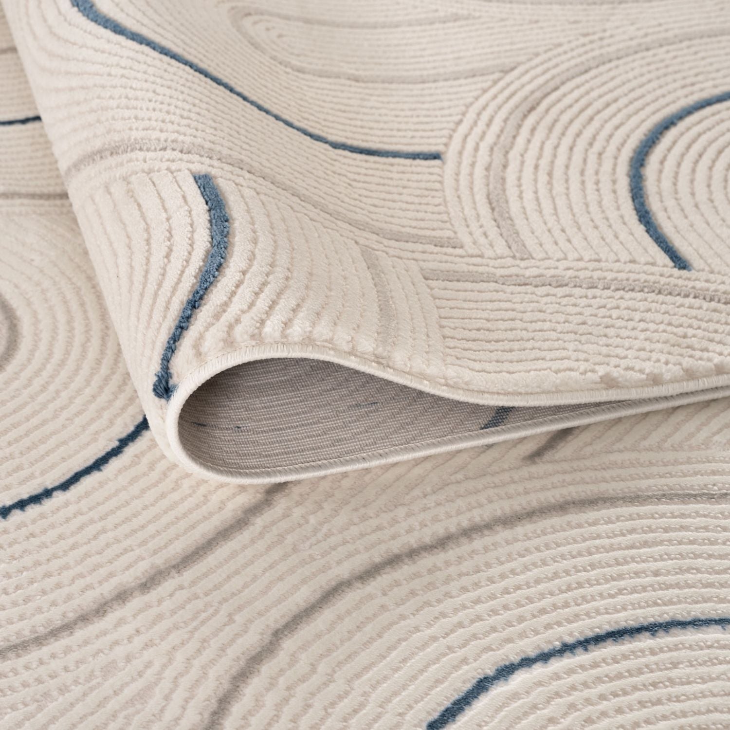 Carmel Cream-Blue Geometric Rug | 6070