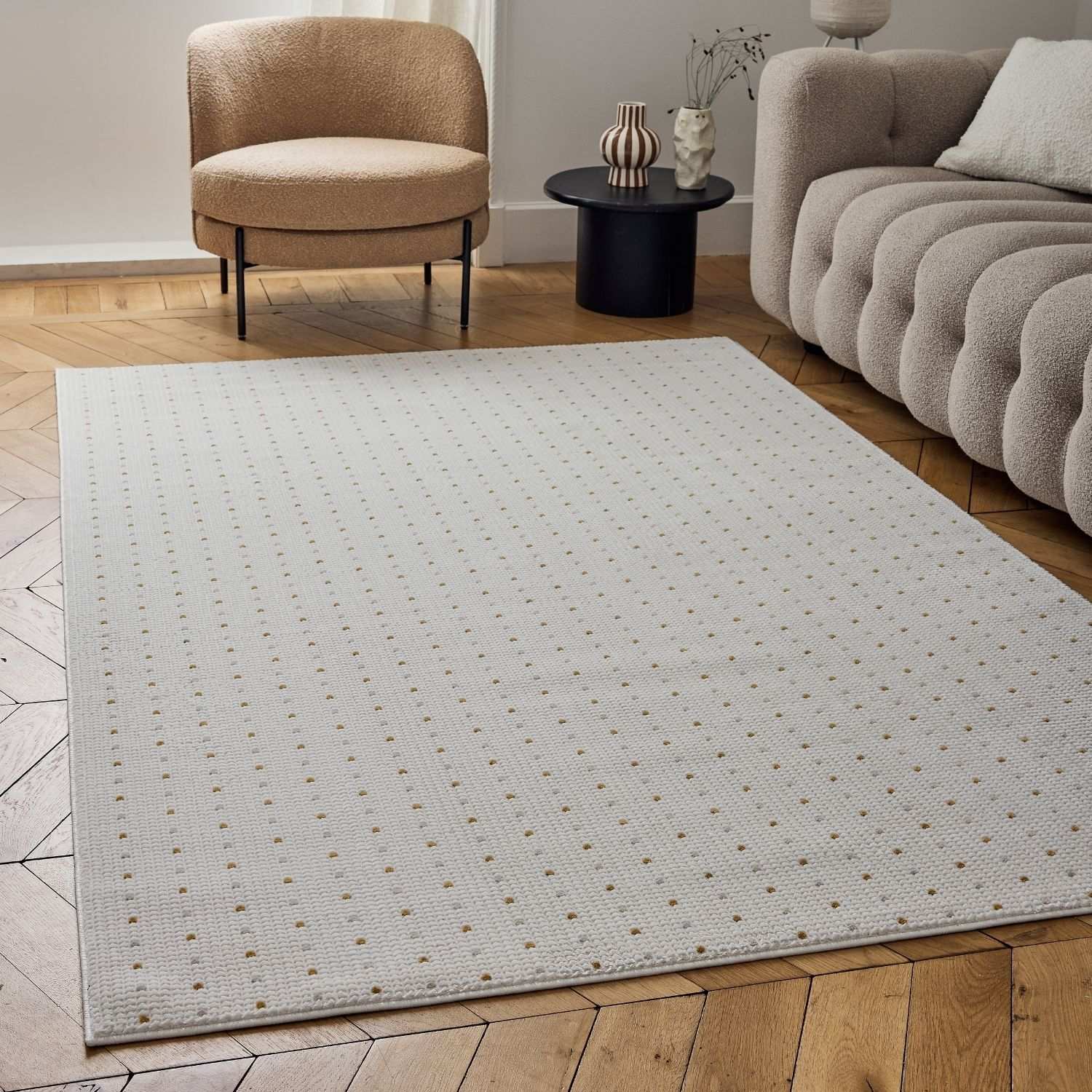 Carmel Cream-Gold Dots Rug | 6080