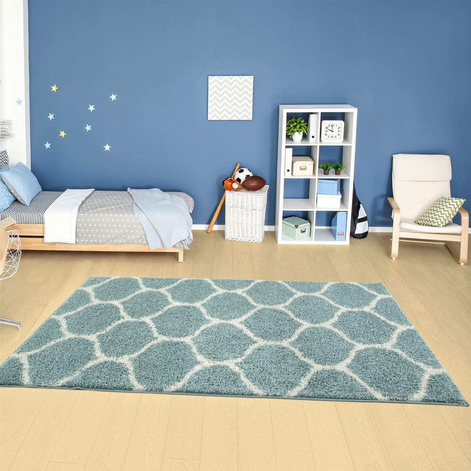 Moroccan Duck Egg Blue Shaggy Rug | 650