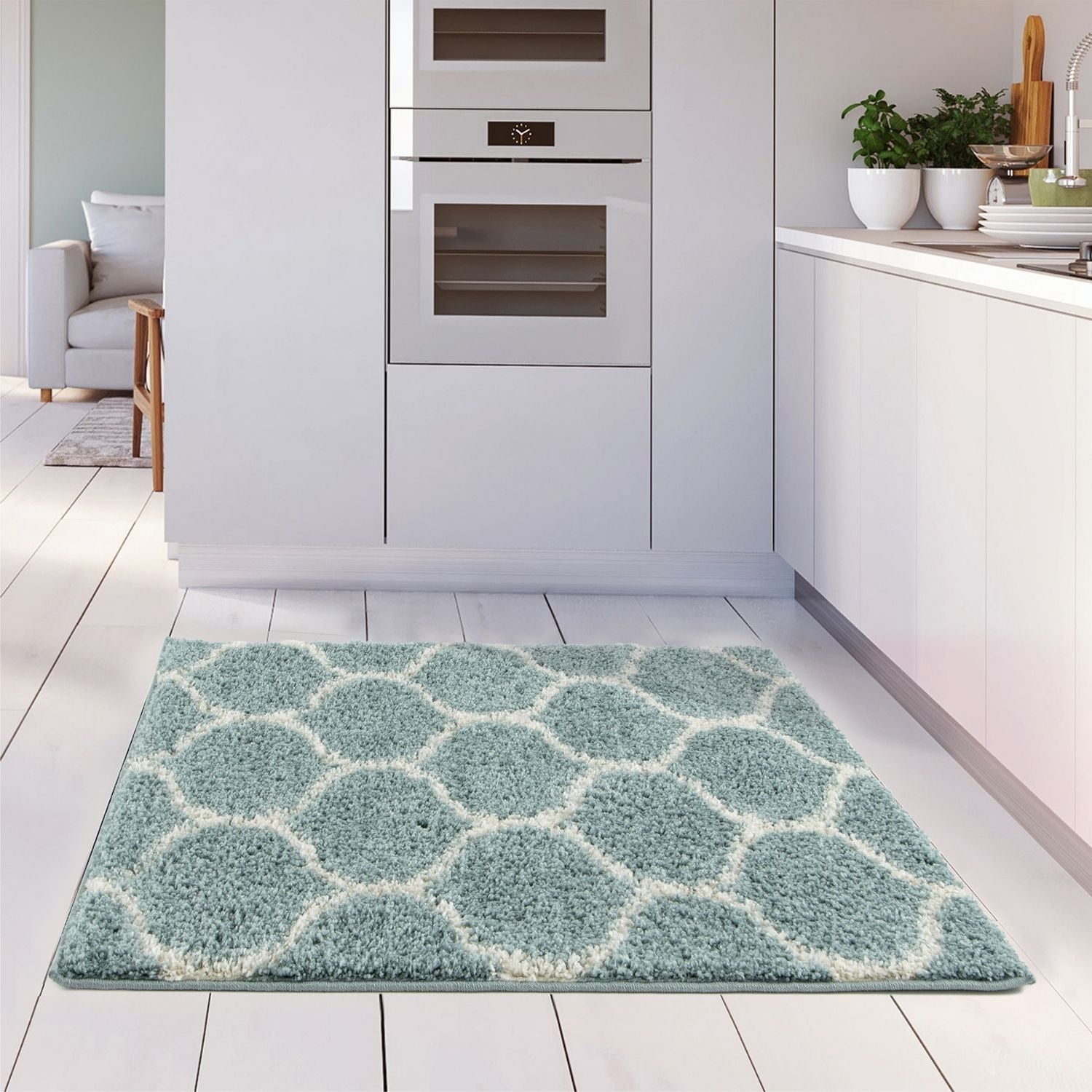 Moroccan Duck Egg Blue Shaggy Rug | 650