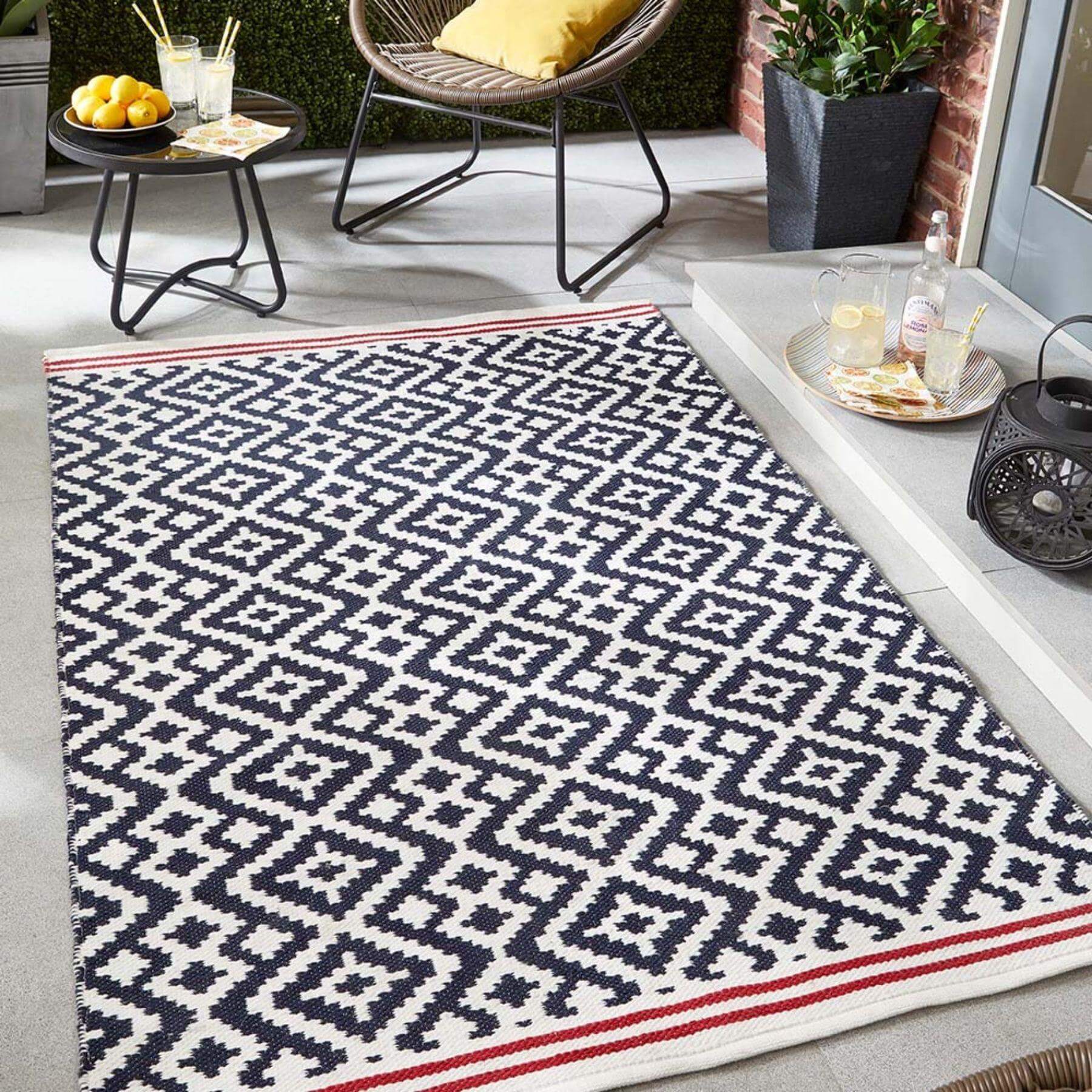 Aztec Blue Outdoor Rug