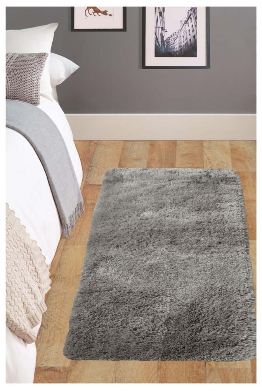 Soft Washable Grey Shaggy Rug | SA-04