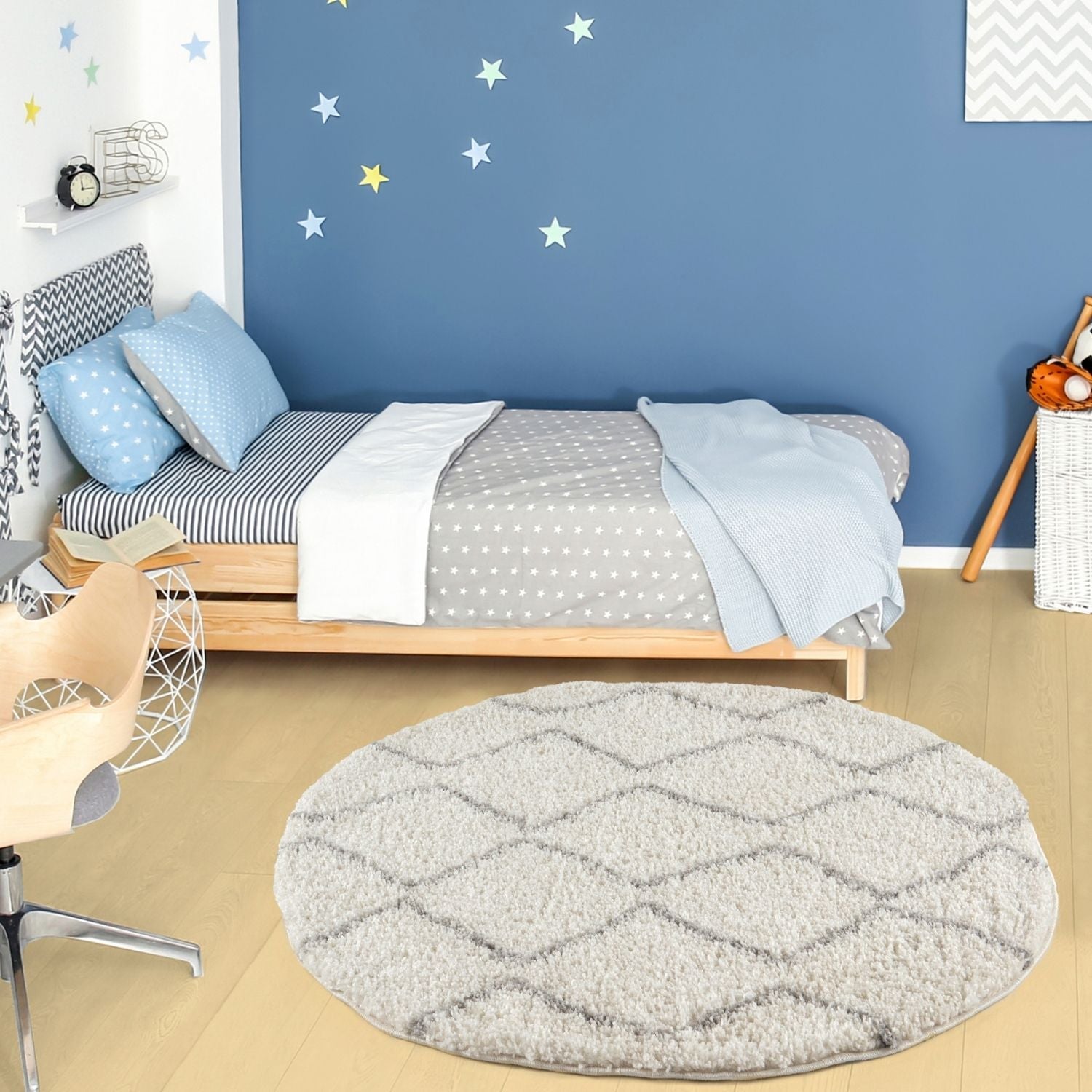 Moroccan Ivory Grey Shaggy Rug | 800