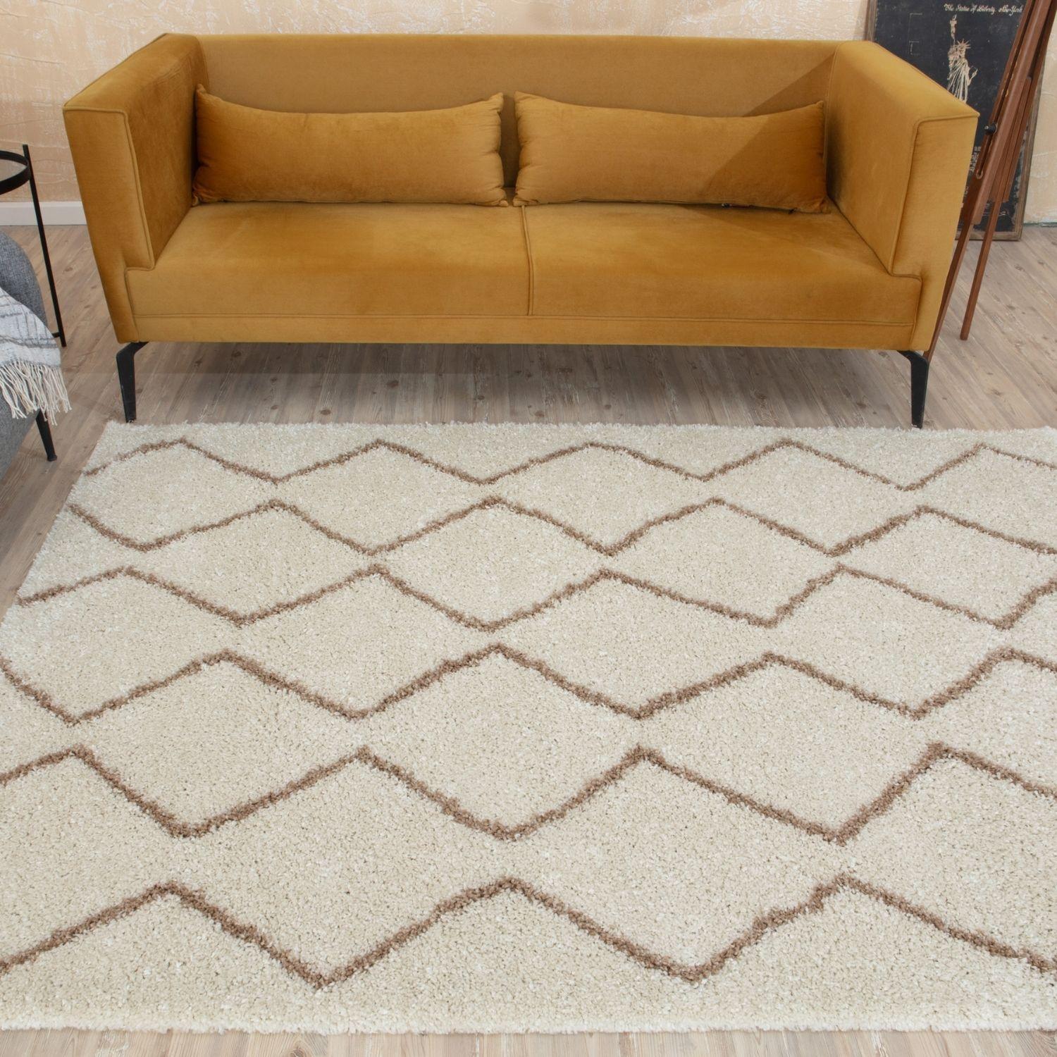 Moroccan Ivory Beige Shaggy Rug | 830