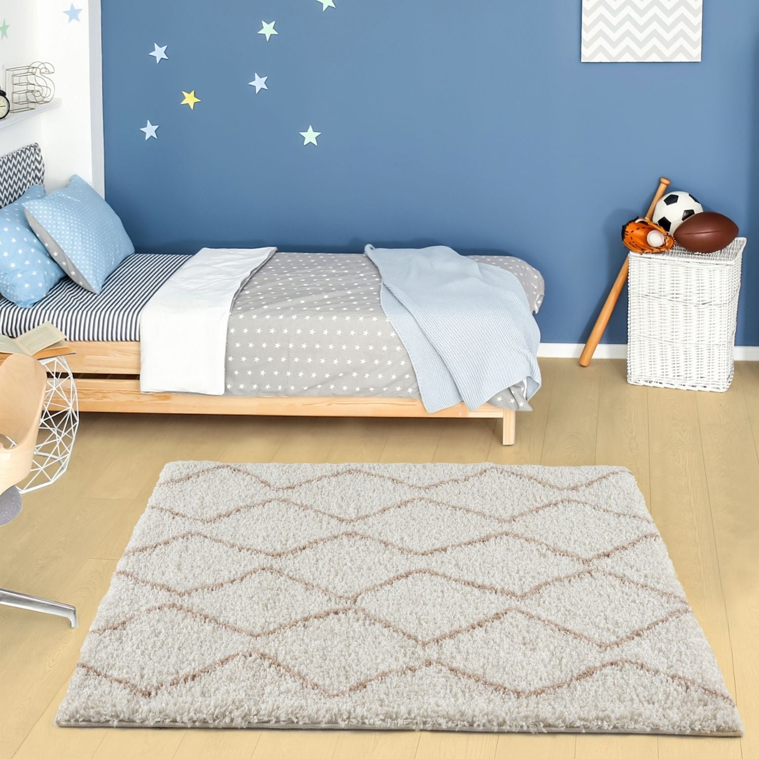 Moroccan Ivory Beige Shaggy Rug | 830