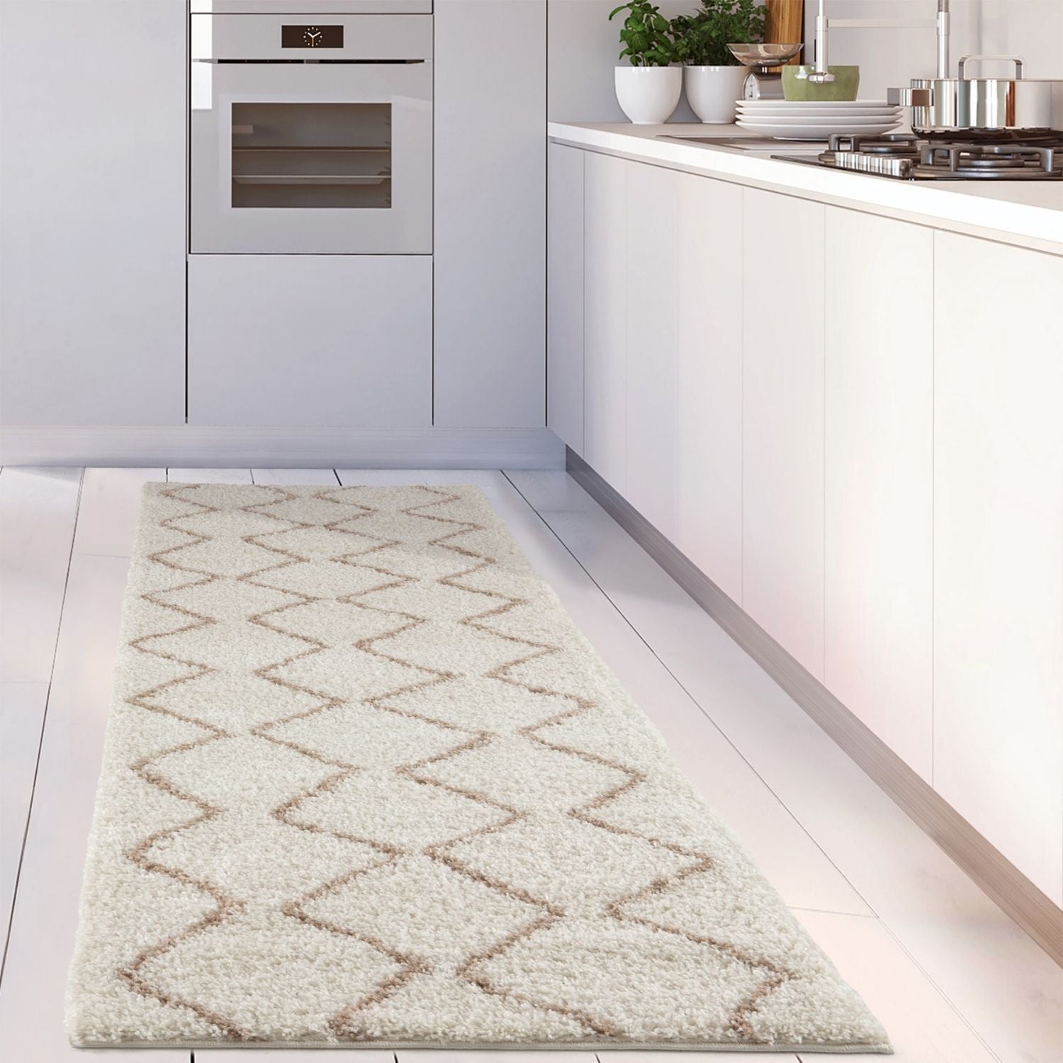 Moroccan Ivory Beige Shaggy Rug | 830