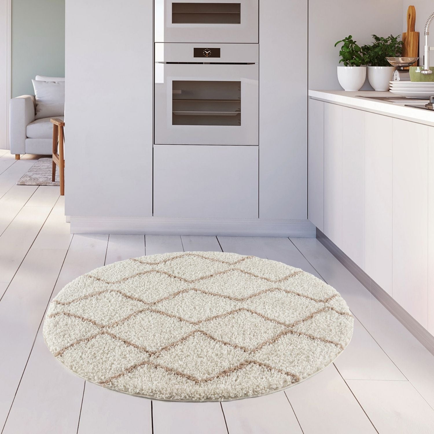 Moroccan Ivory Beige Shaggy Rug | 830