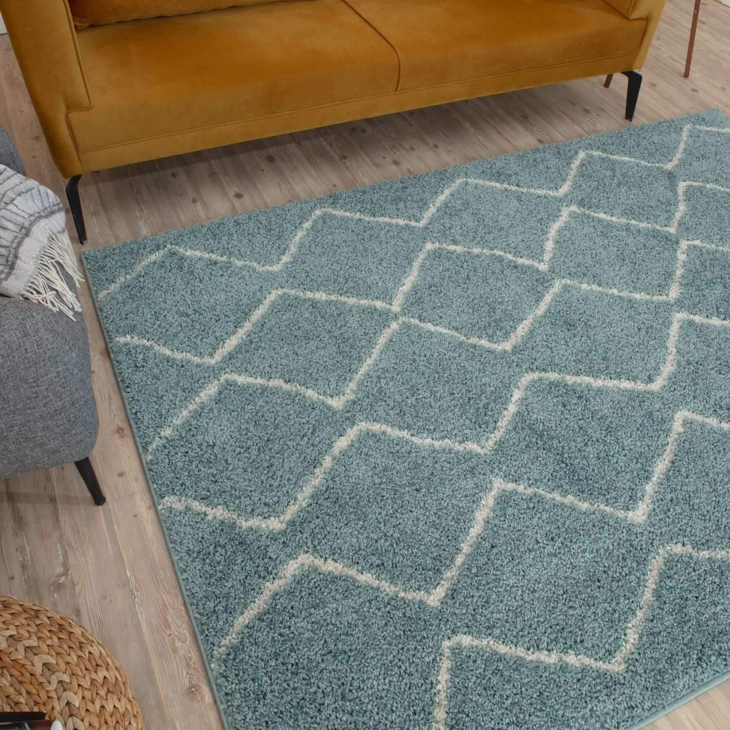 Moroccan Duck Egg Blue Shaggy Rug | 850