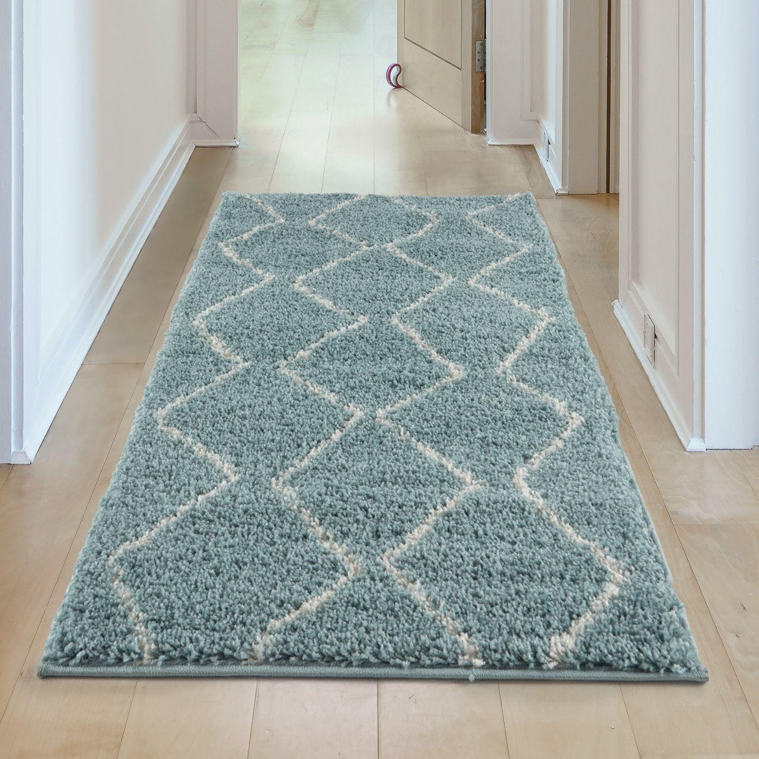 Moroccan Duck Egg Blue Shaggy Rug | 850
