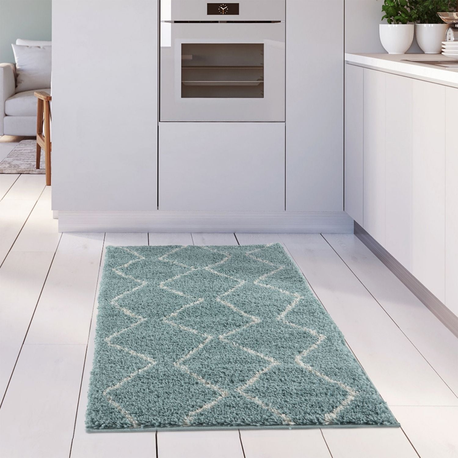 Moroccan Duck Egg Blue Shaggy Rug | 850