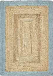 Bordered Duck Egg Blue Jute Rug