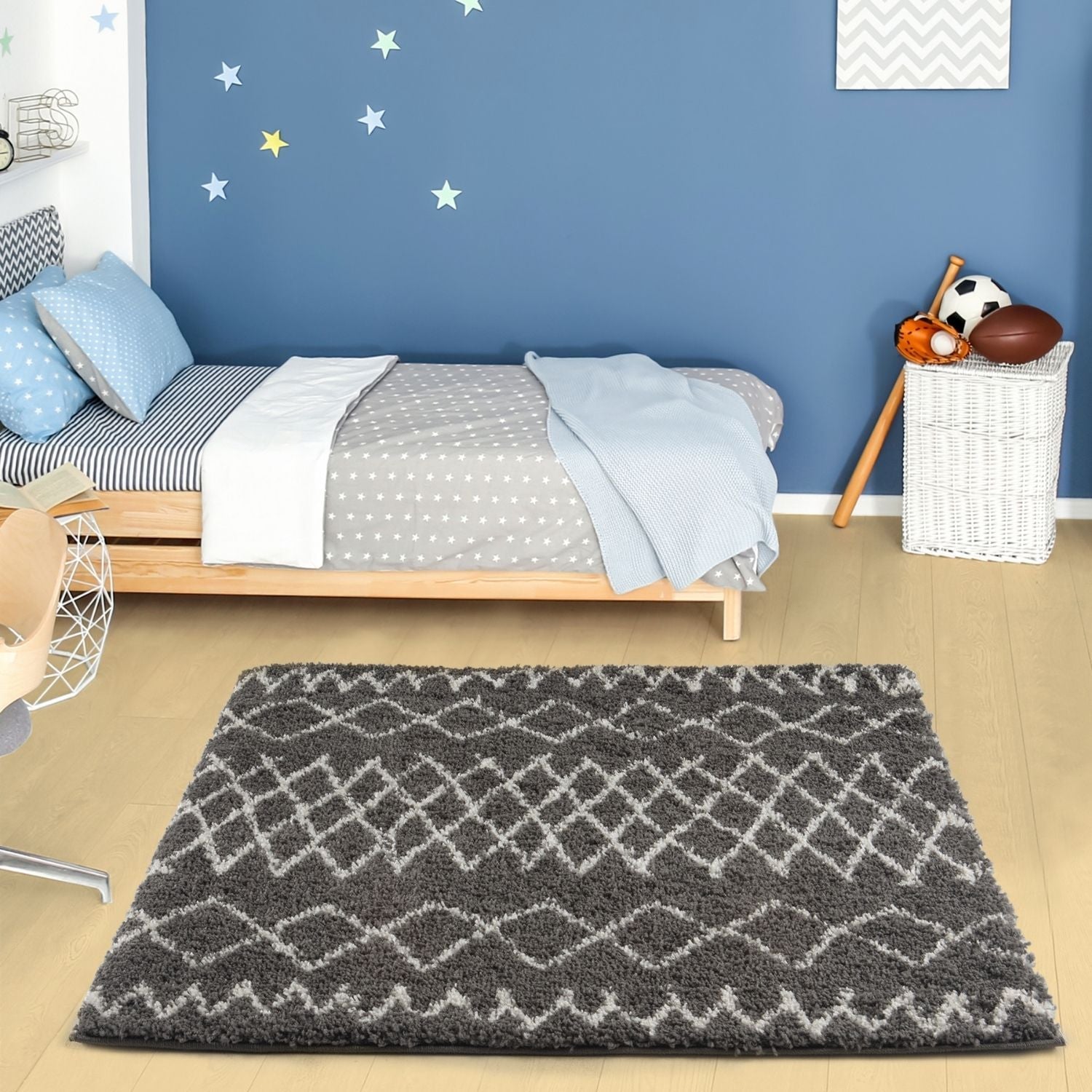 Moroccan Dark Grey Shaggy Rug | 940