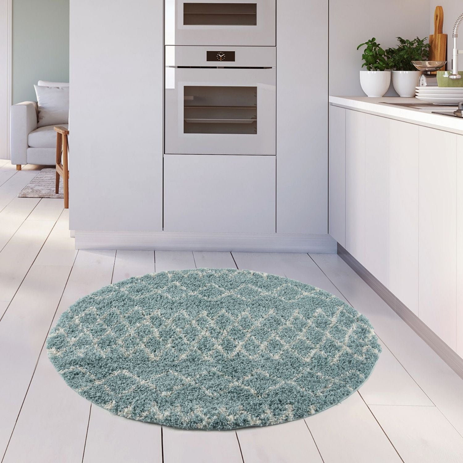 Moroccan Duck Egg Blue Shaggy Rug | 950