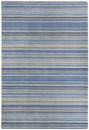 Fine Stripes Blue Wool Rug