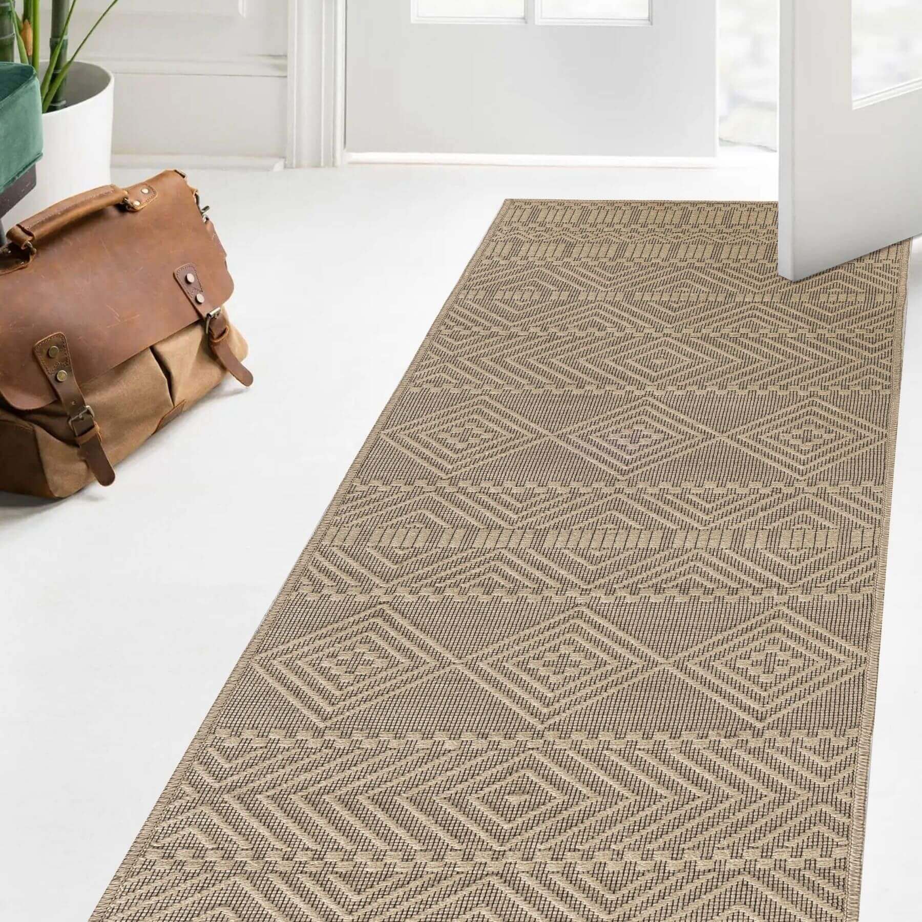 Beige Jute Looking Washable Rugs