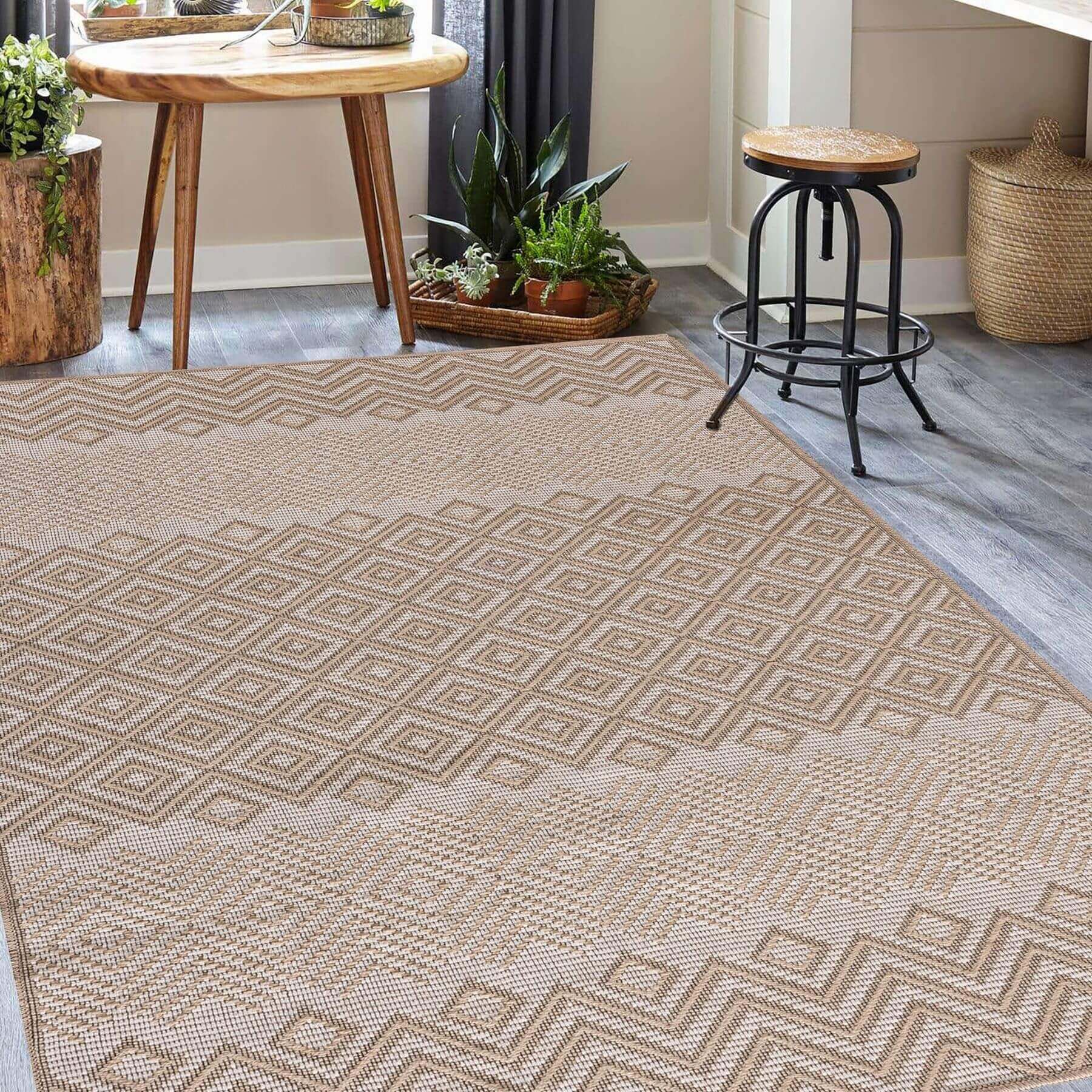 Beige Jute Looking Washable Rugs