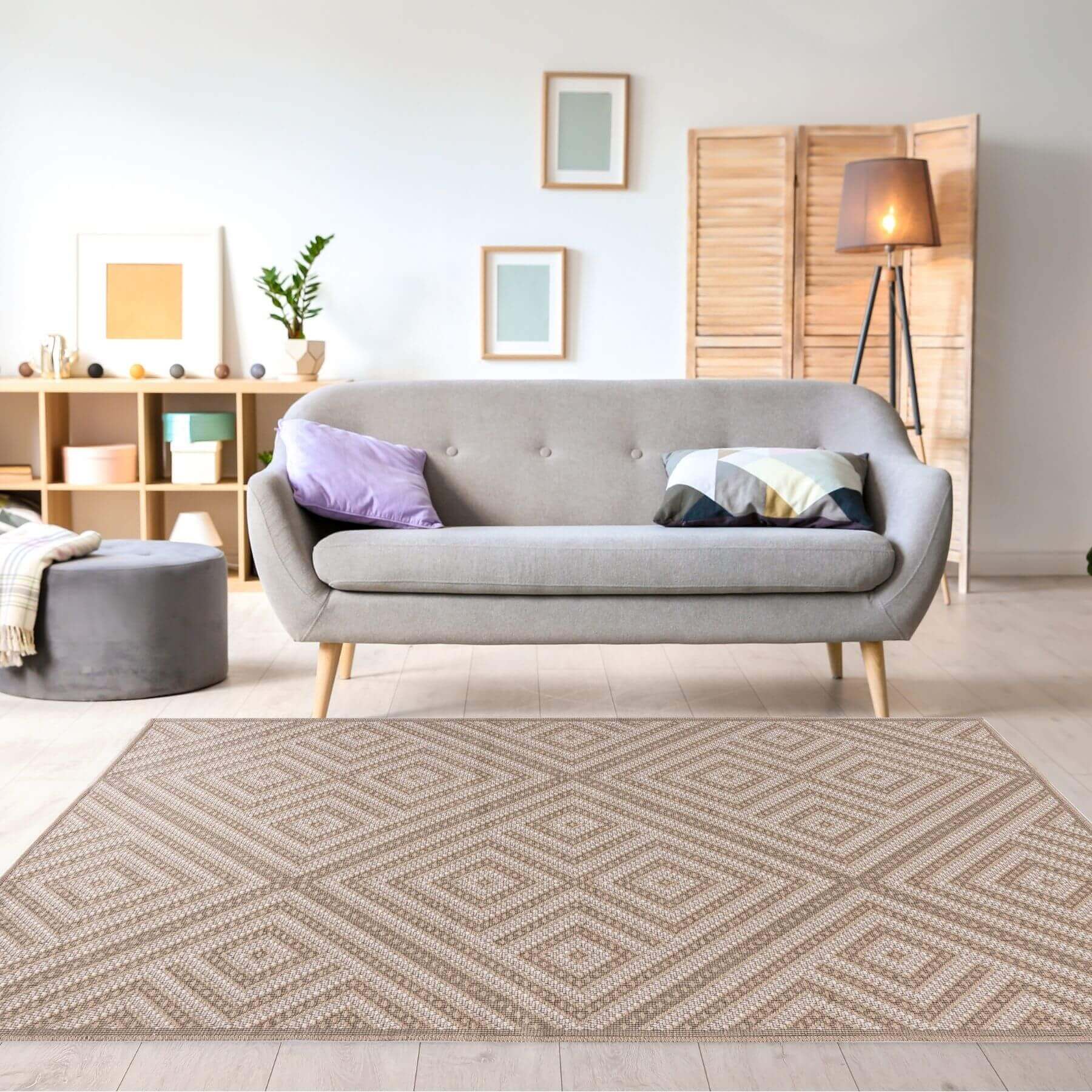 Beige Jute Looking Washable Rugs