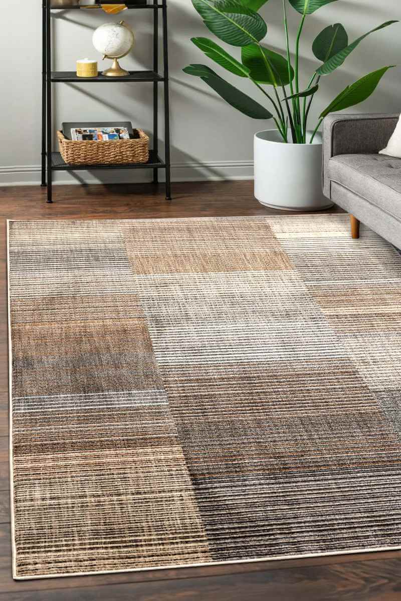 Aspre Shades Lines Rug – Brown Striped