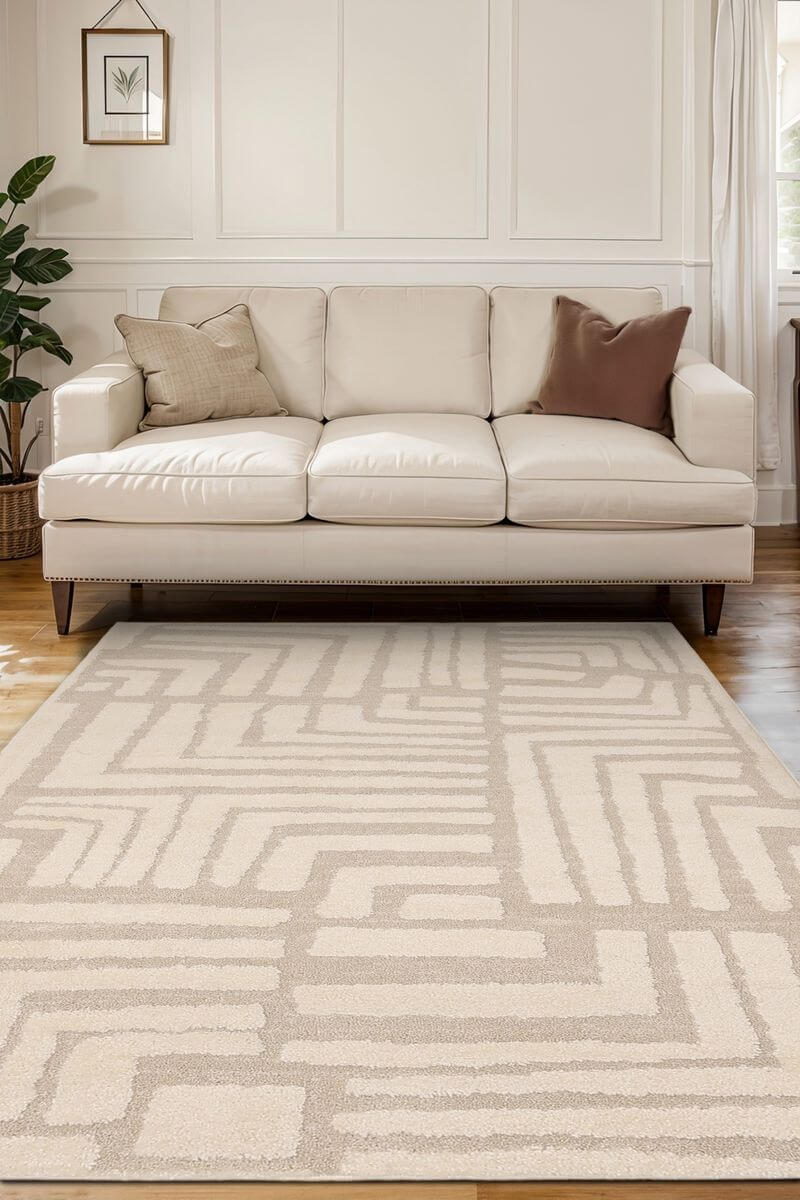 Ava Pave Wave Illusion Rug – Cream Abstract