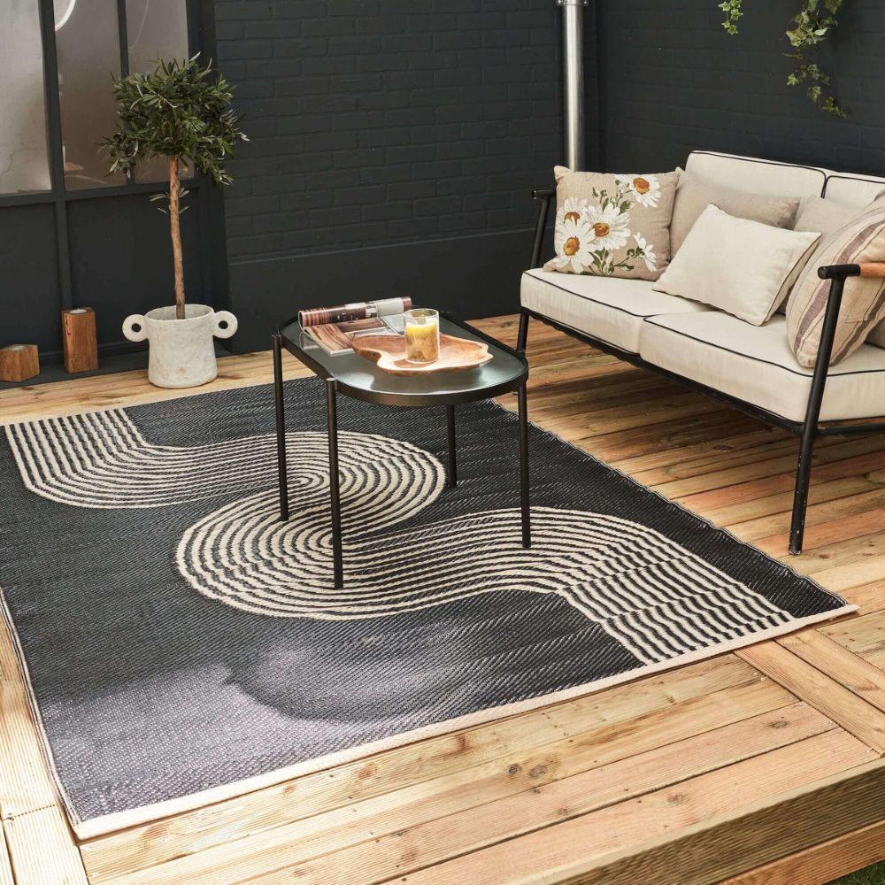 Urban Outdoor Rug Black & Beige | 1010