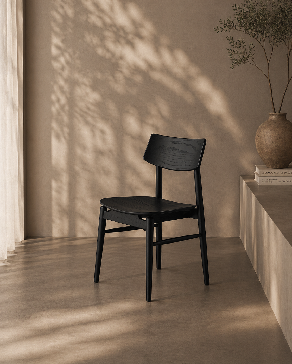 Mono Solid Oak Dining Chair - Matte Black