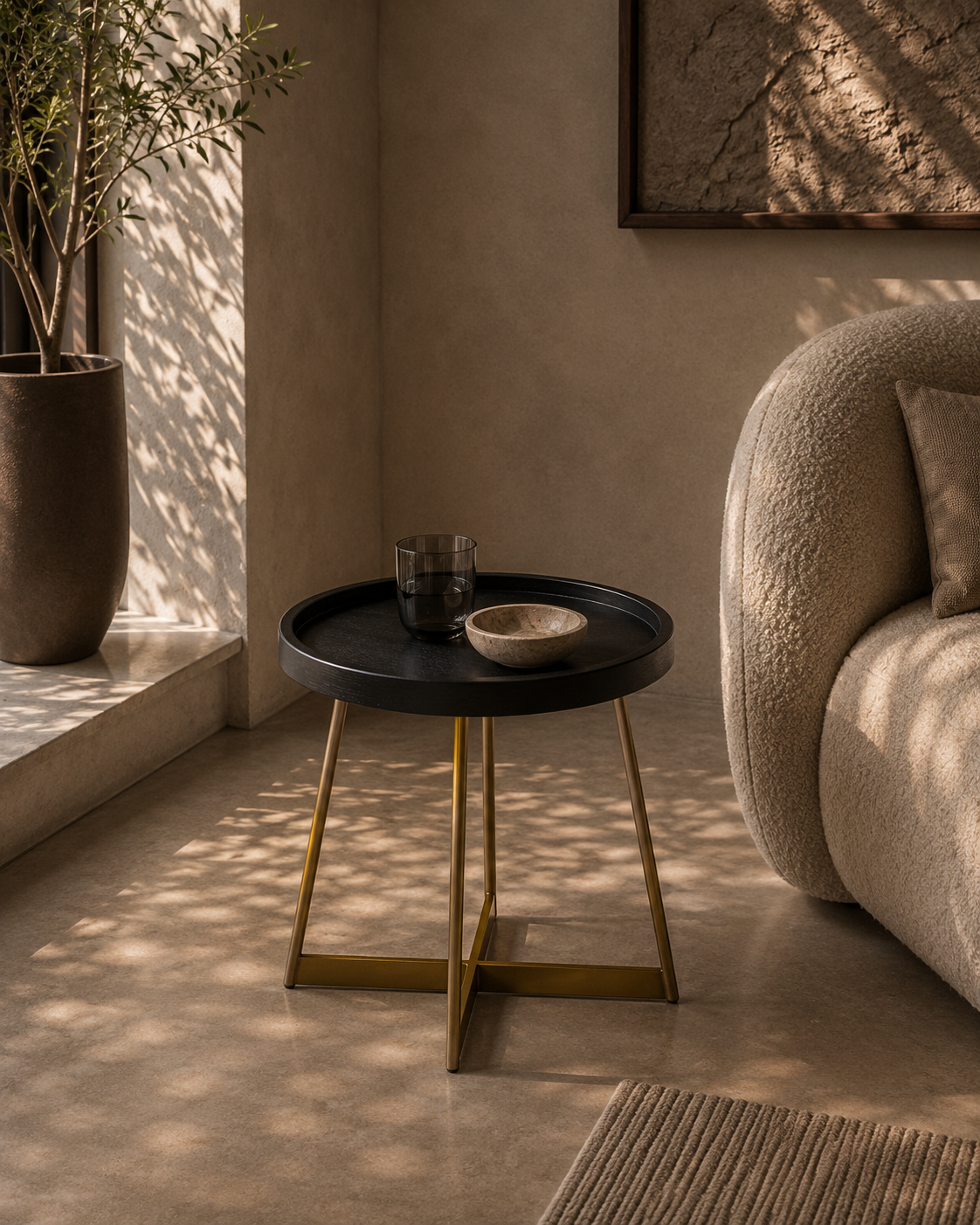 Lane Side Table - Smoke Oak/Gold