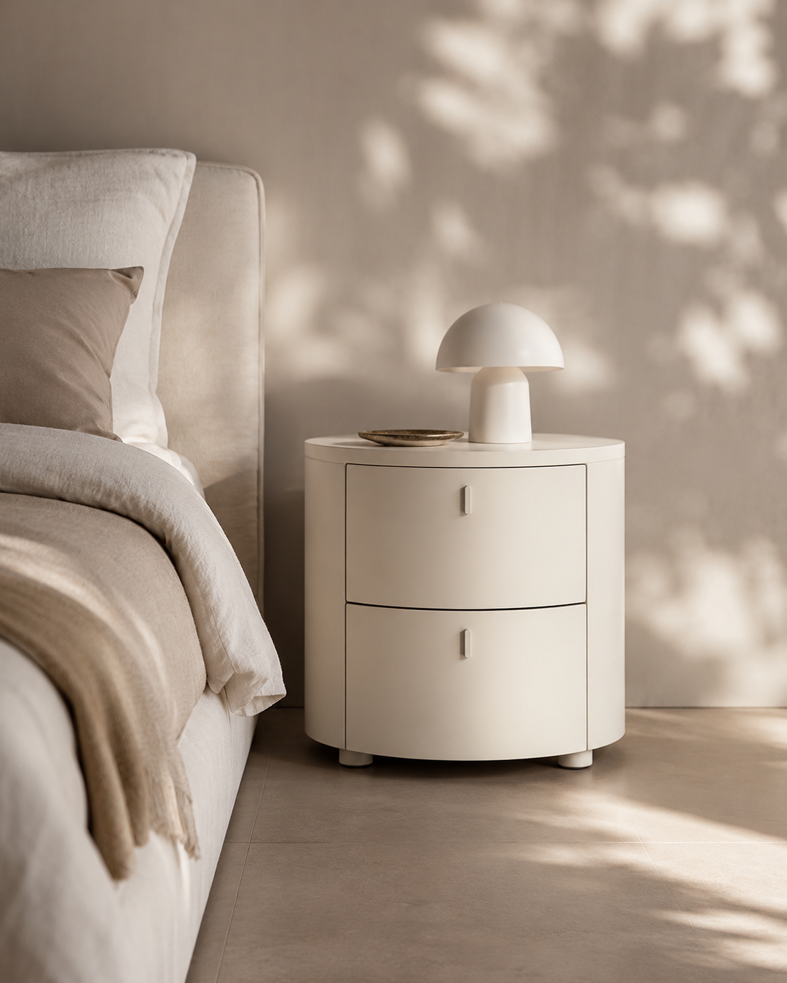 Tommy Franks Sims Bedside Table - Matte Beige