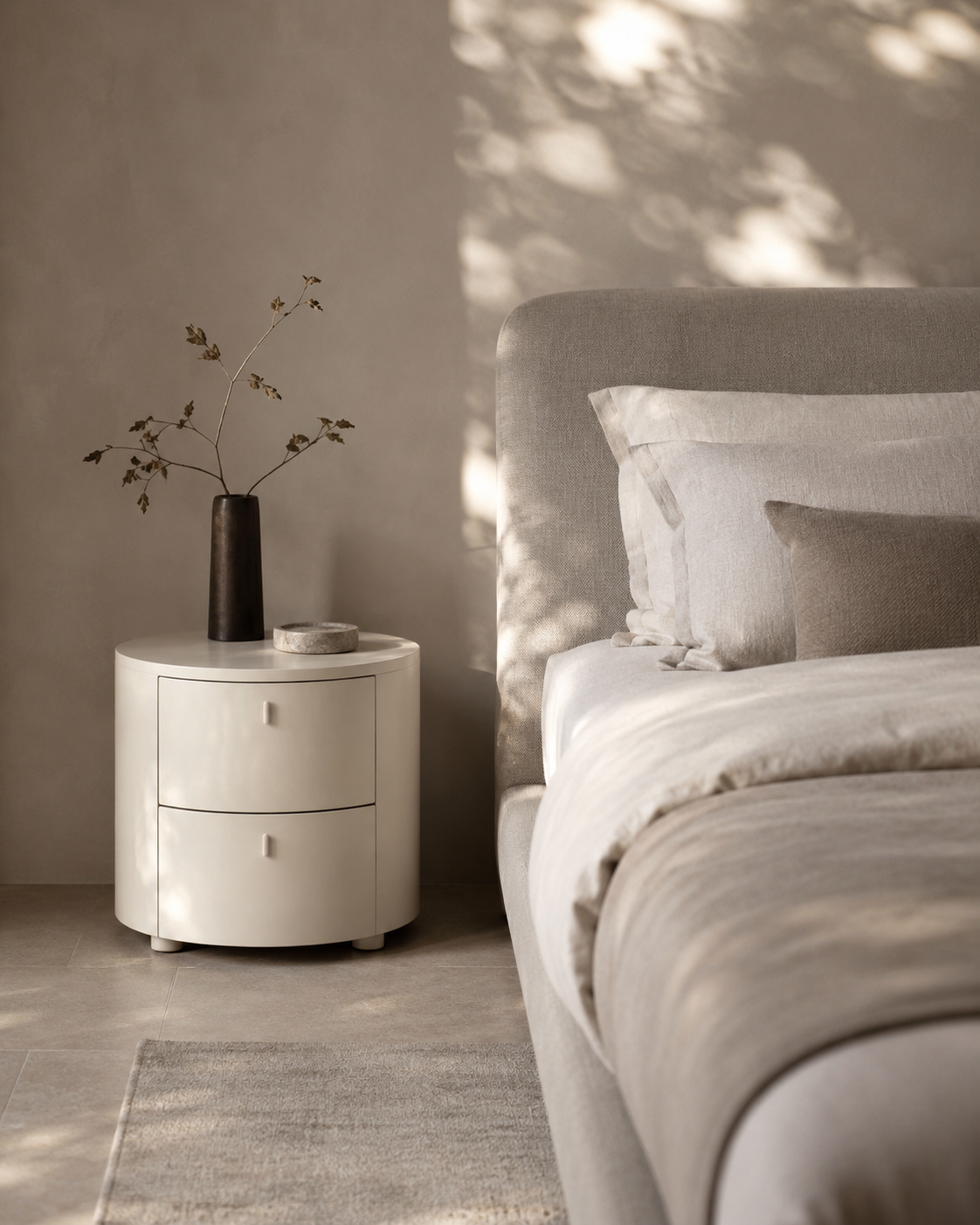 Tommy Franks Sims Bedside Table - Matte Beige