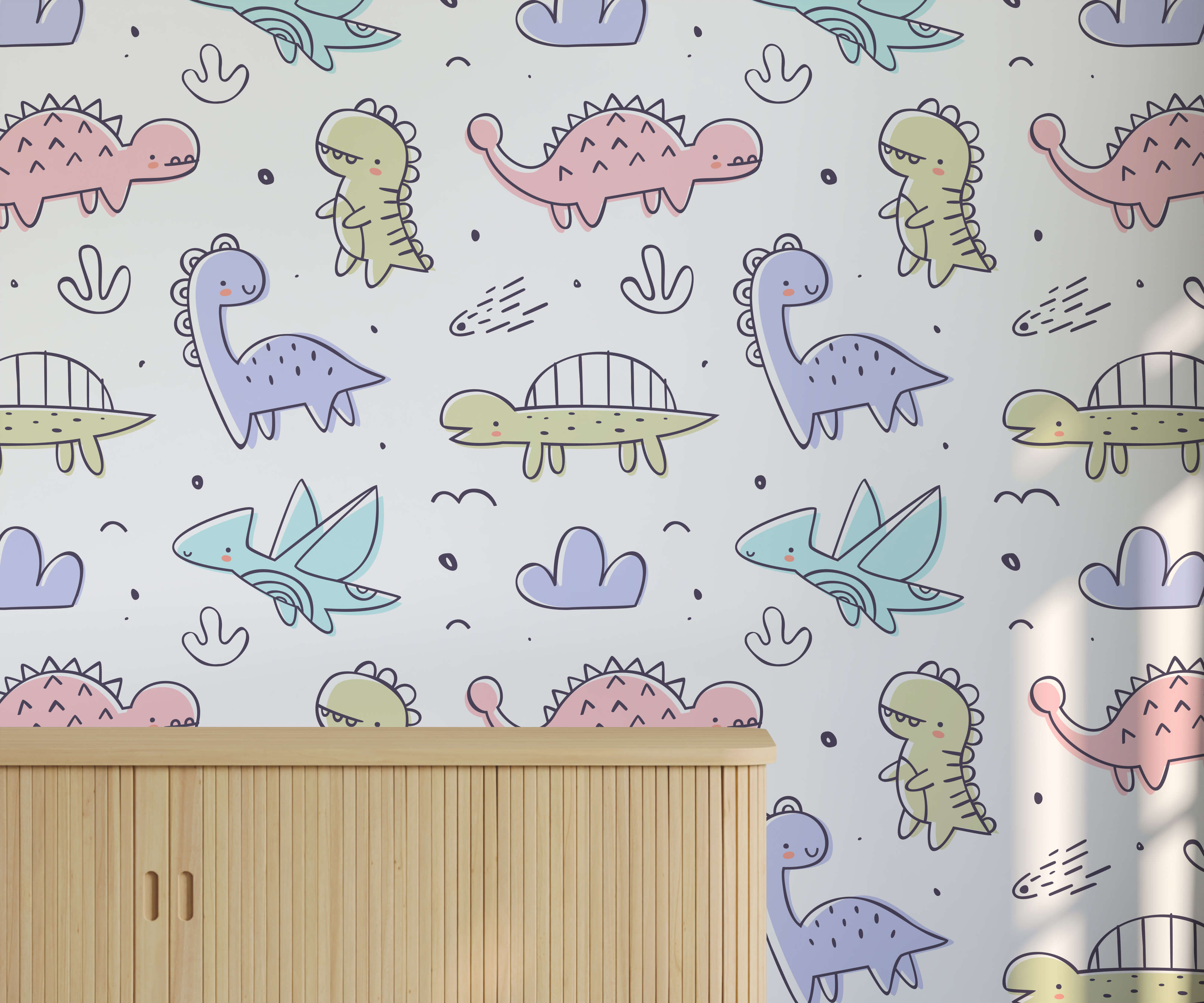 Bobbi Beck Dinkum Dinosaur Children's Luxury Wallpaper