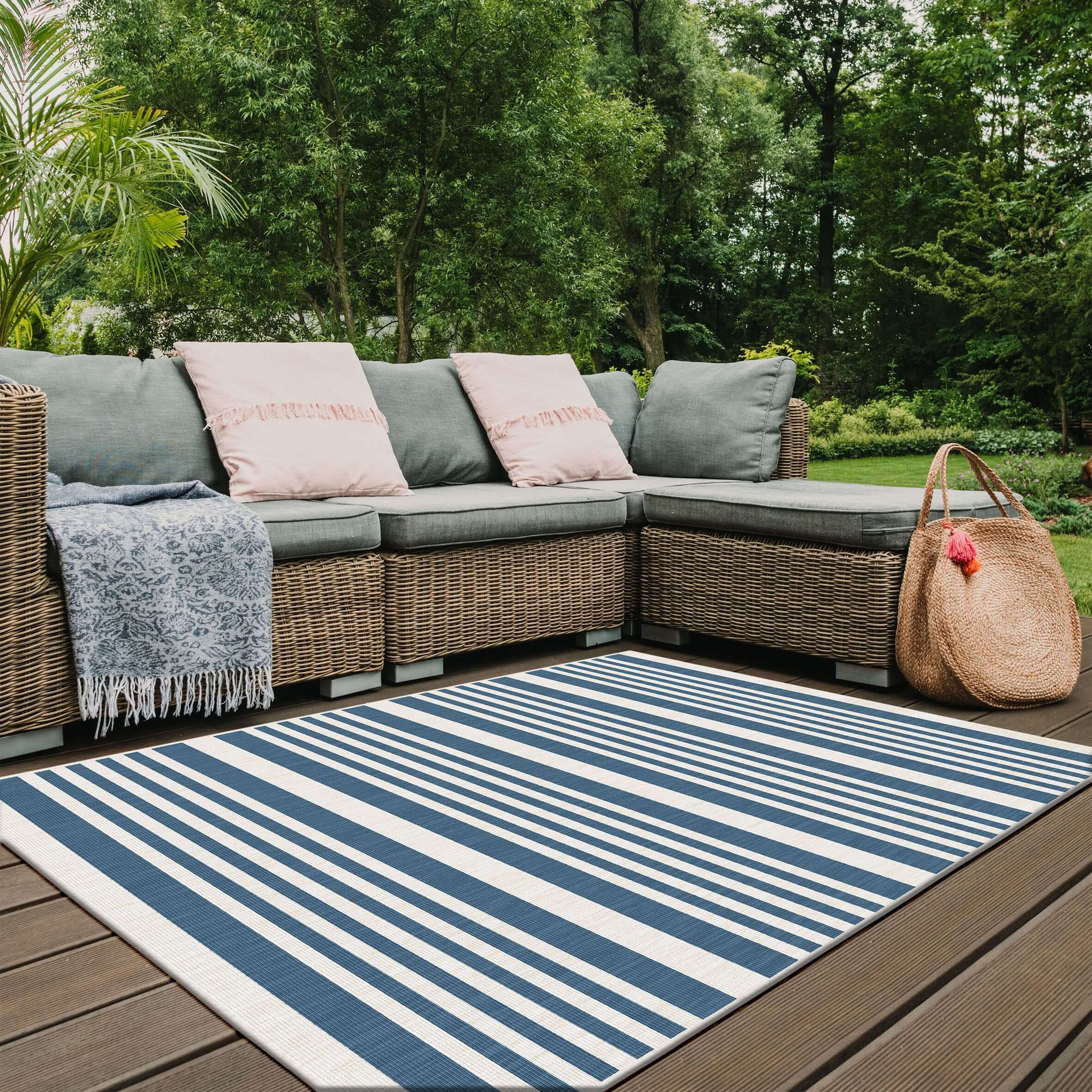 Duo Weave Outdoor Rug Modern Stripes