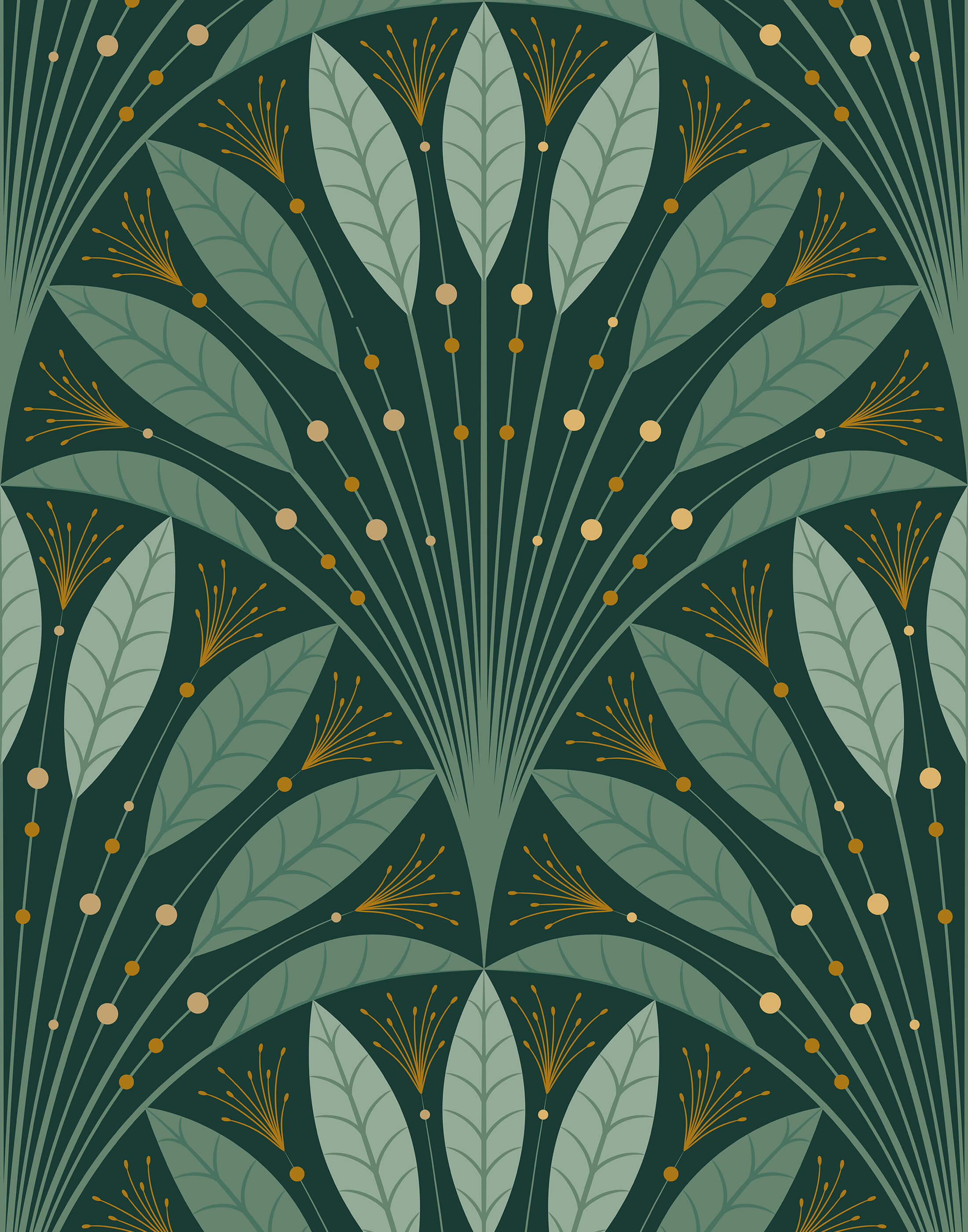 Bobbi Beck Frond Art Deco Luxury Wallpaper