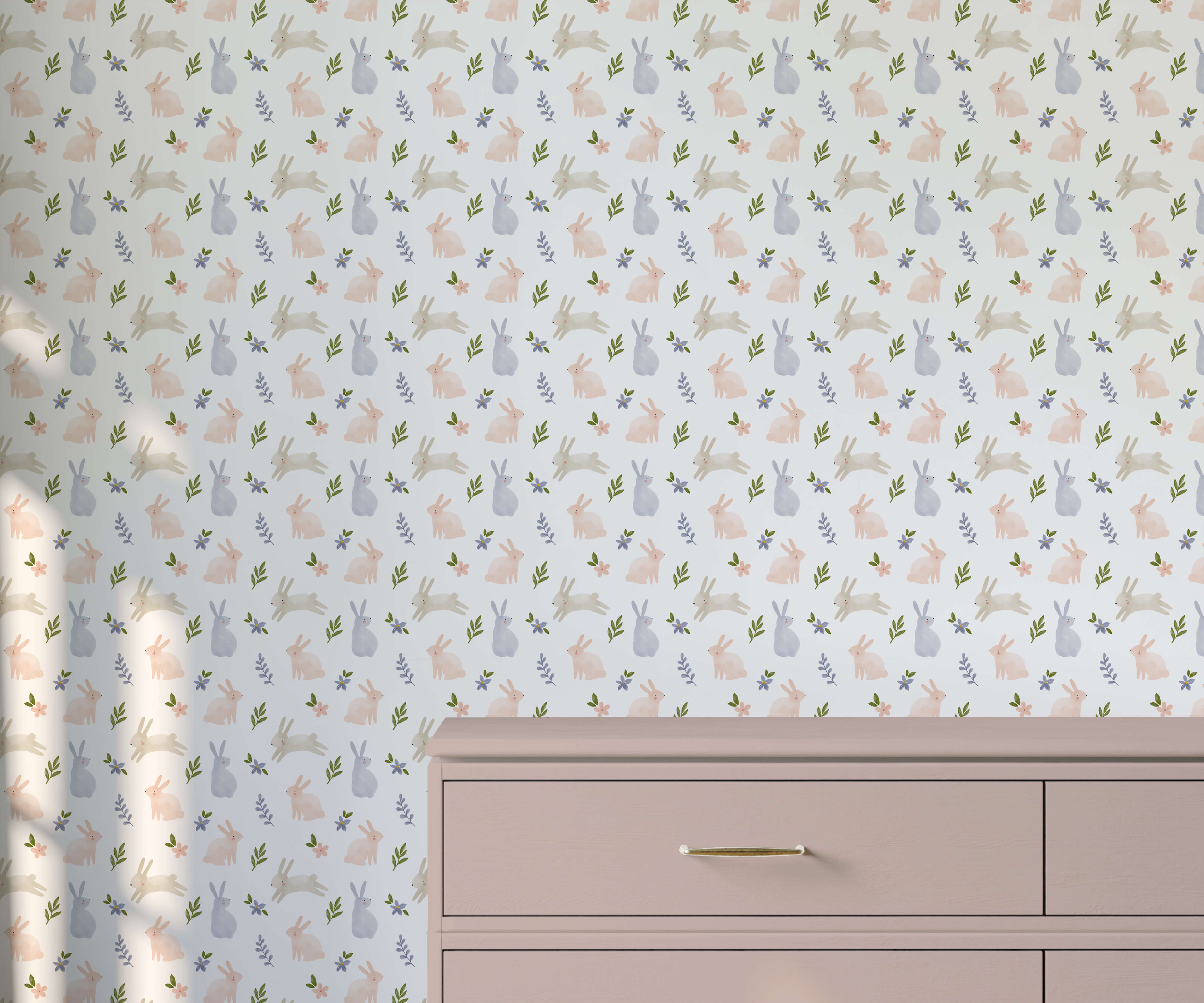 Bobbi Beck Hop Rabbit Children's Luxury Wallpaper