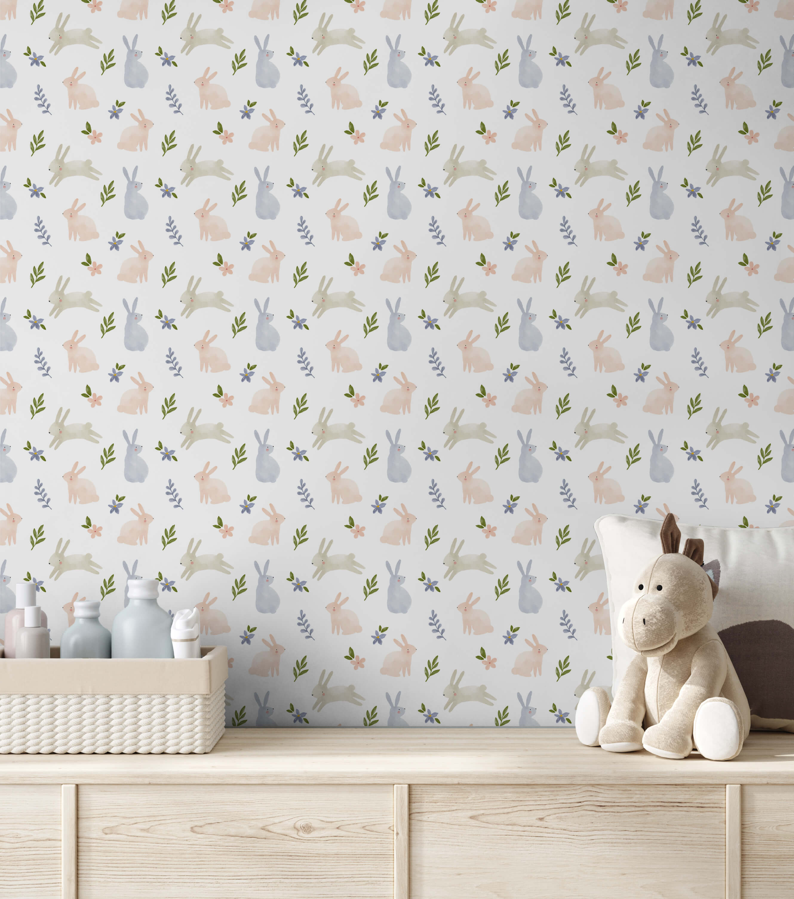 Bobbi Beck Hop Rabbit Children's Luxury Wallpaper